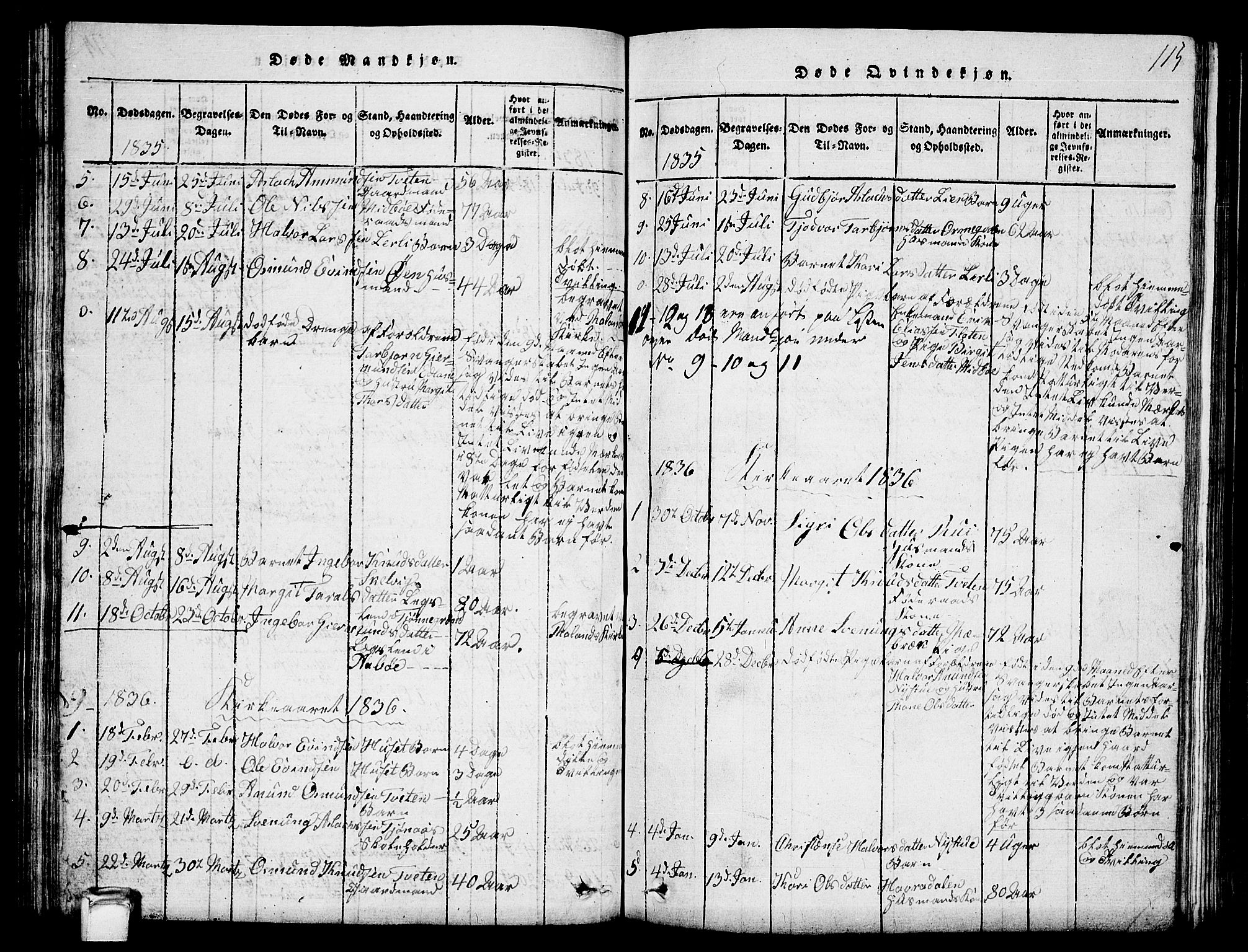 Vinje kirkebøker, SAKO/A-312/G/Ga/L0001: Parish register (copy) no. I 1, 1814-1843, p. 115