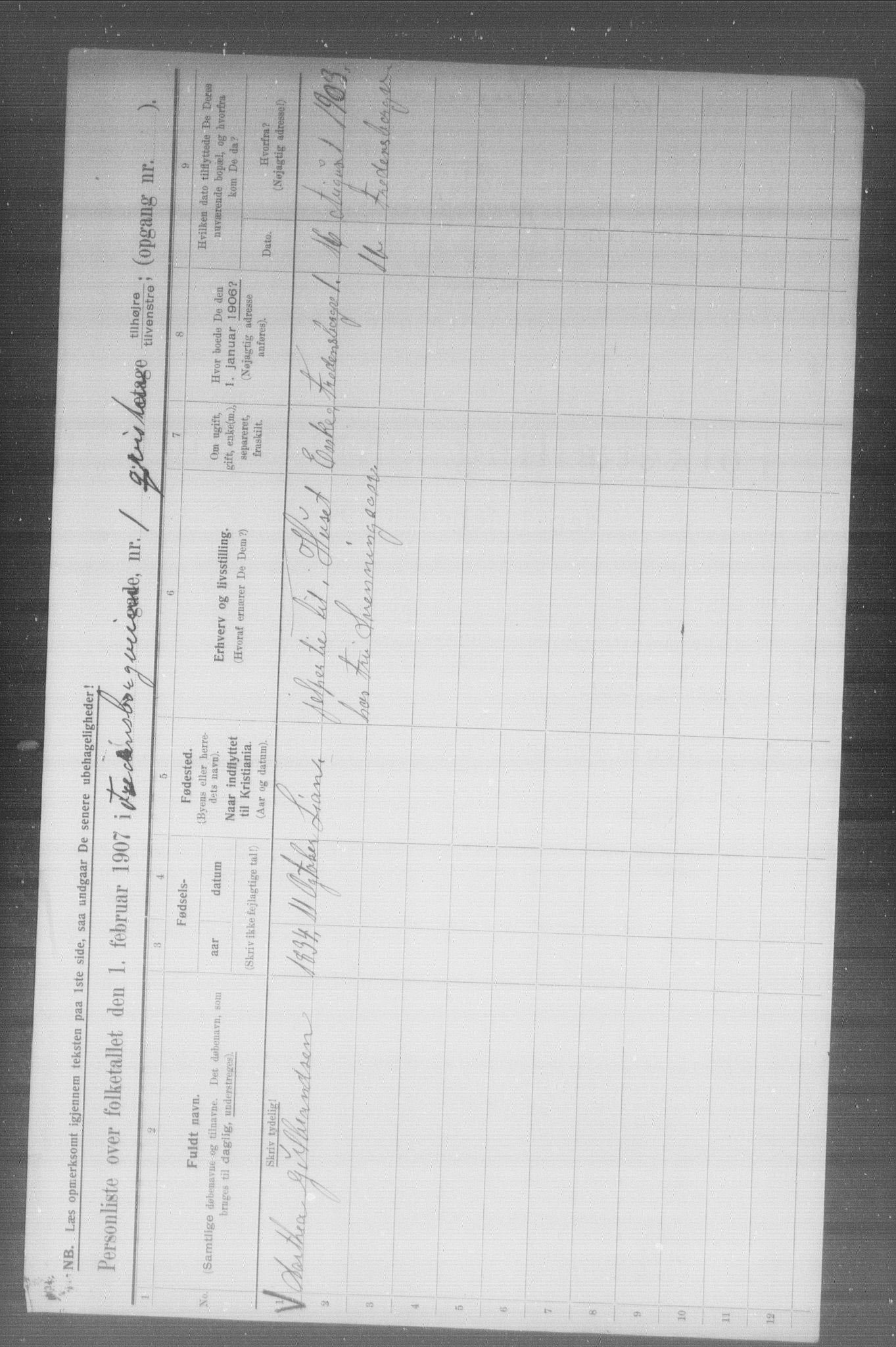 OBA, Municipal Census 1907 for Kristiania, 1907, p. 12986