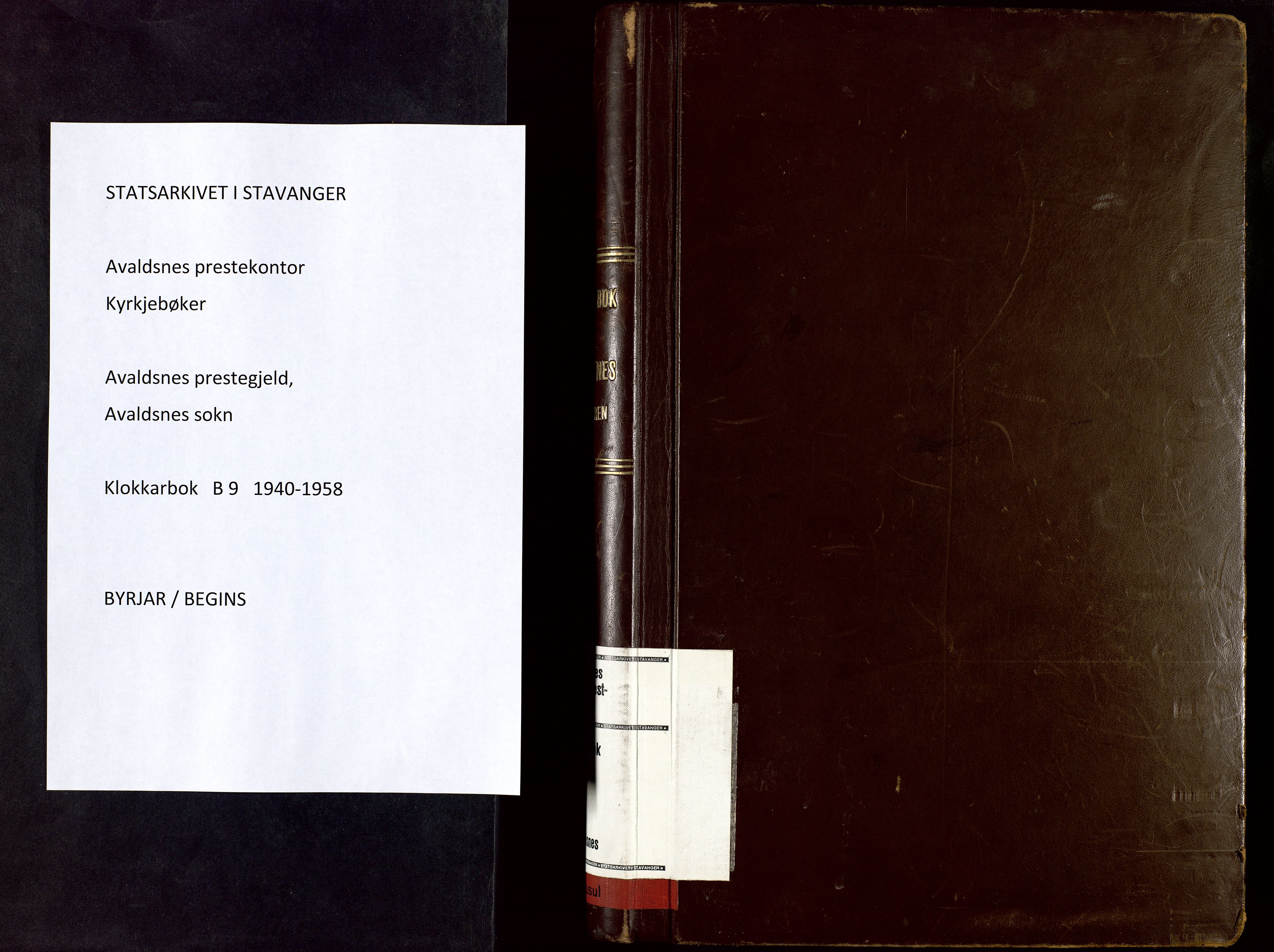 Avaldsnes sokneprestkontor, SAST/A -101851/H/Ha/Hab/L0009: Parish register (copy) no. B 9, 1940-1958