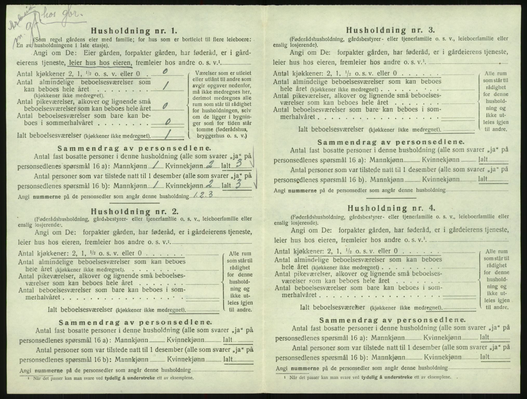 SAK, 1920 census for Bykle, 1920, p. 174