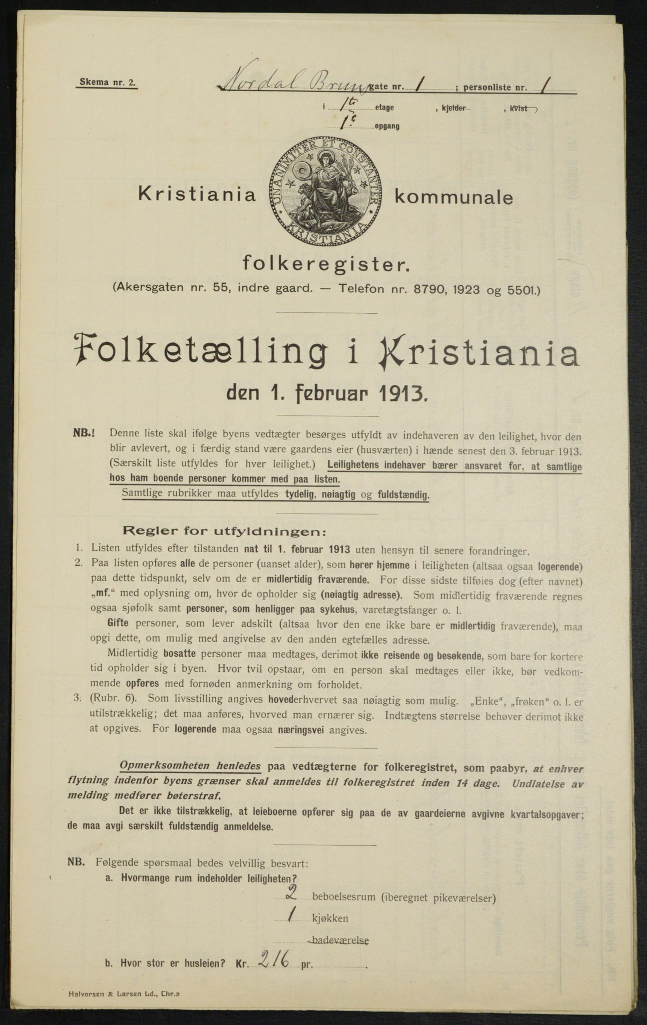 OBA, Municipal Census 1913 for Kristiania, 1913, p. 72206