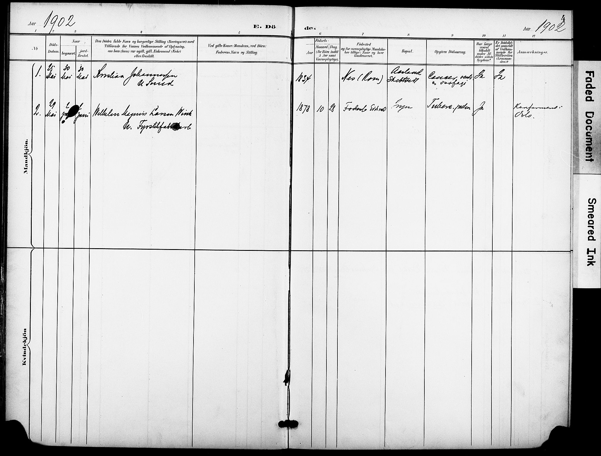 Krohgstøtten sykehusprest Kirkebøker, SAO/A-10854/F/Fa/L0004: Parish register (official) no. 4, 1900-1935, p. 4