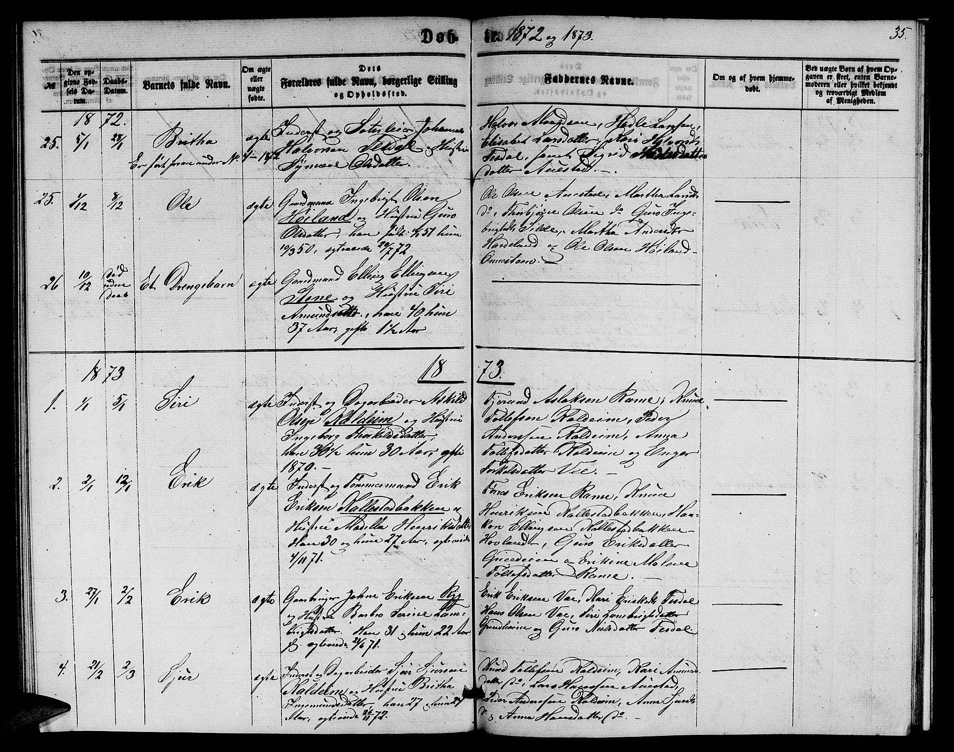 Etne sokneprestembete, SAB/A-75001/H/Hab: Parish register (copy) no. A 3, 1863-1873, p. 35