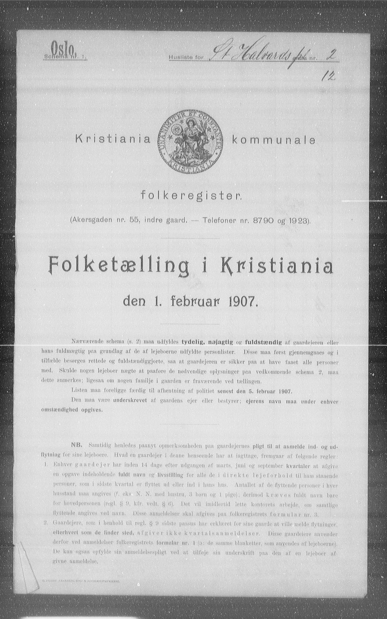 OBA, Municipal Census 1907 for Kristiania, 1907, p. 44974