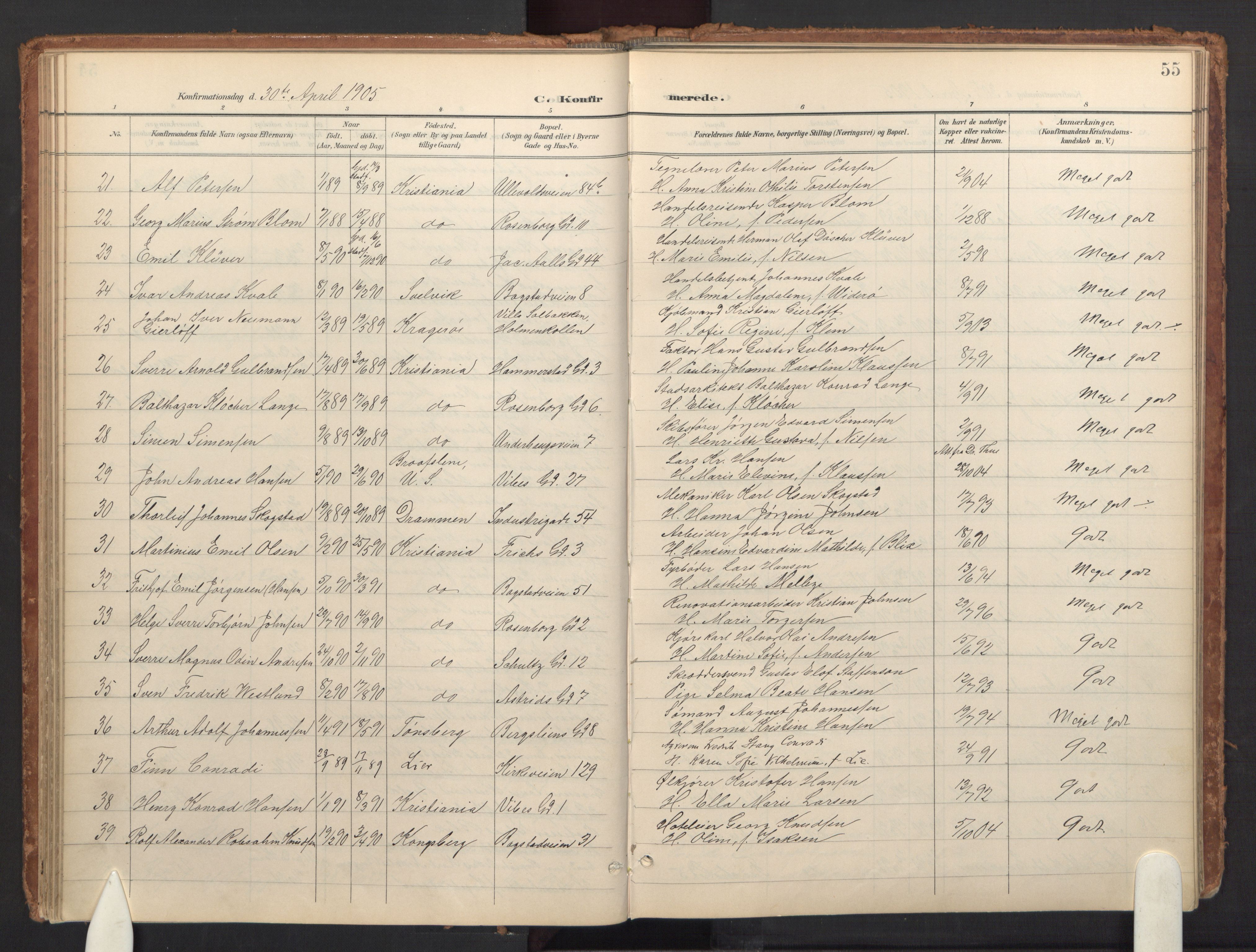 Fagerborg prestekontor Kirkebøker, SAO/A-10844/F/Fa/L0002: Parish register (official) no. 2, 1898-1918, p. 55