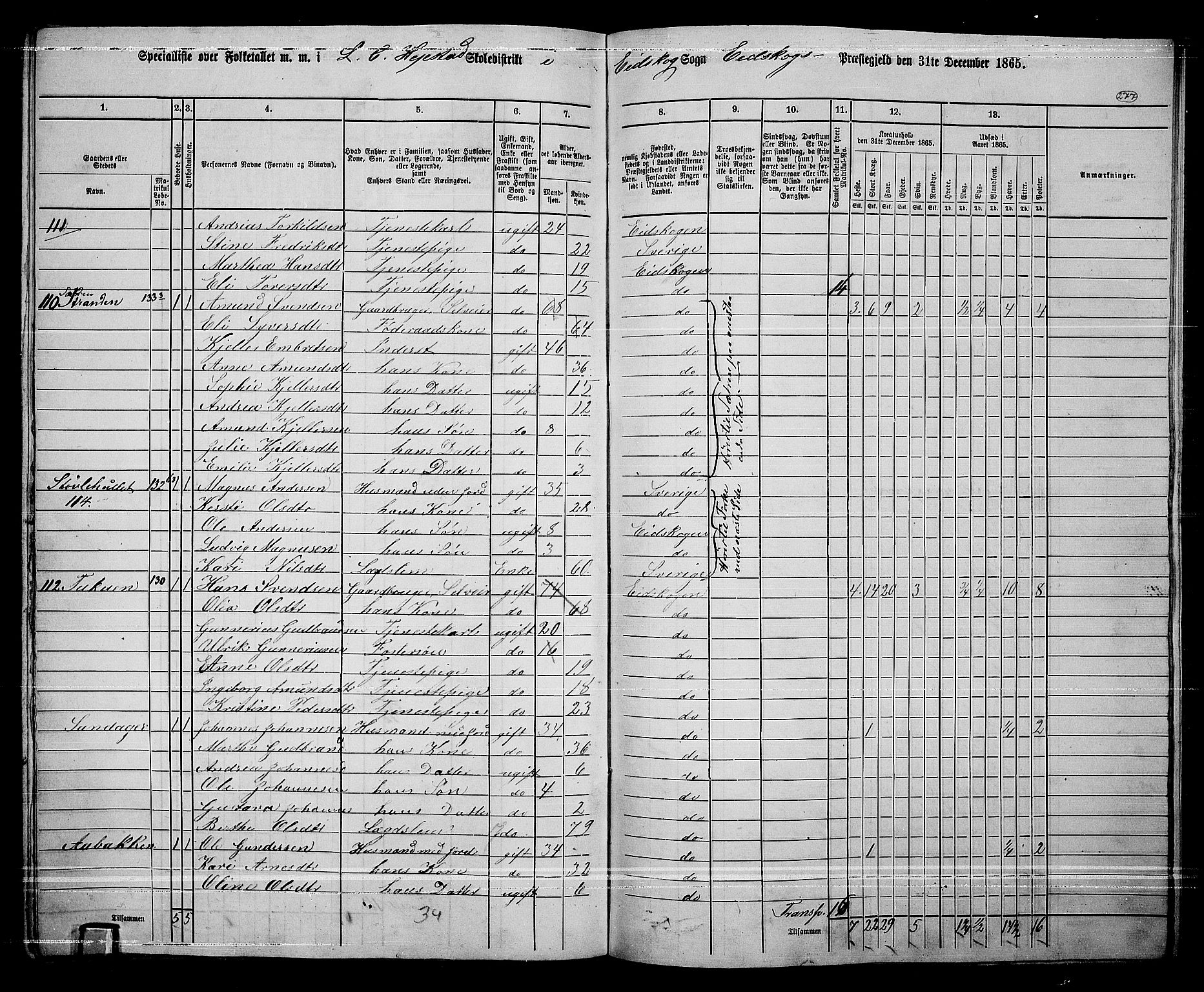 RA, 1865 census for Eidskog, 1865, p. 253