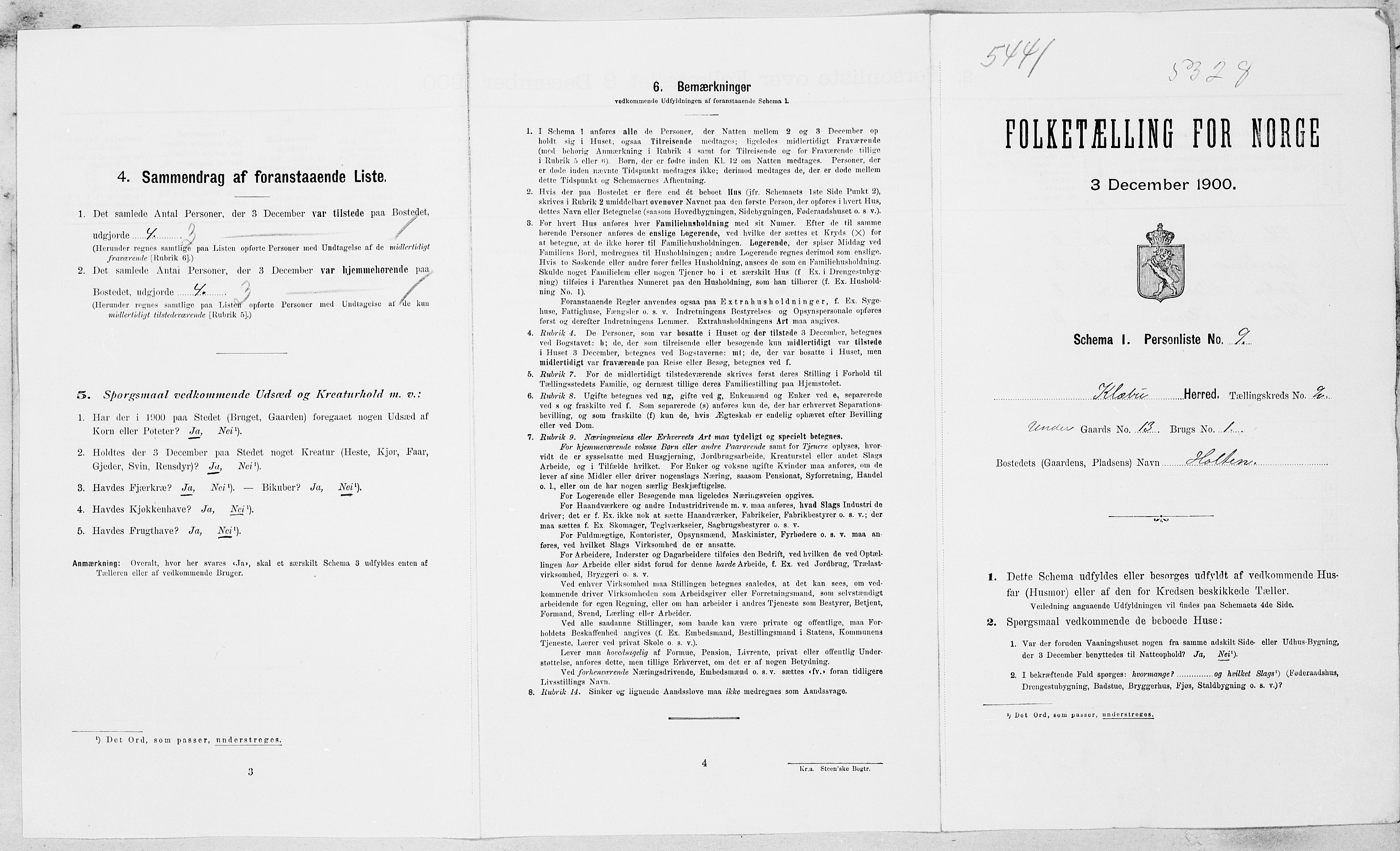 SAT, 1900 census for Klæbu, 1900, p. 16