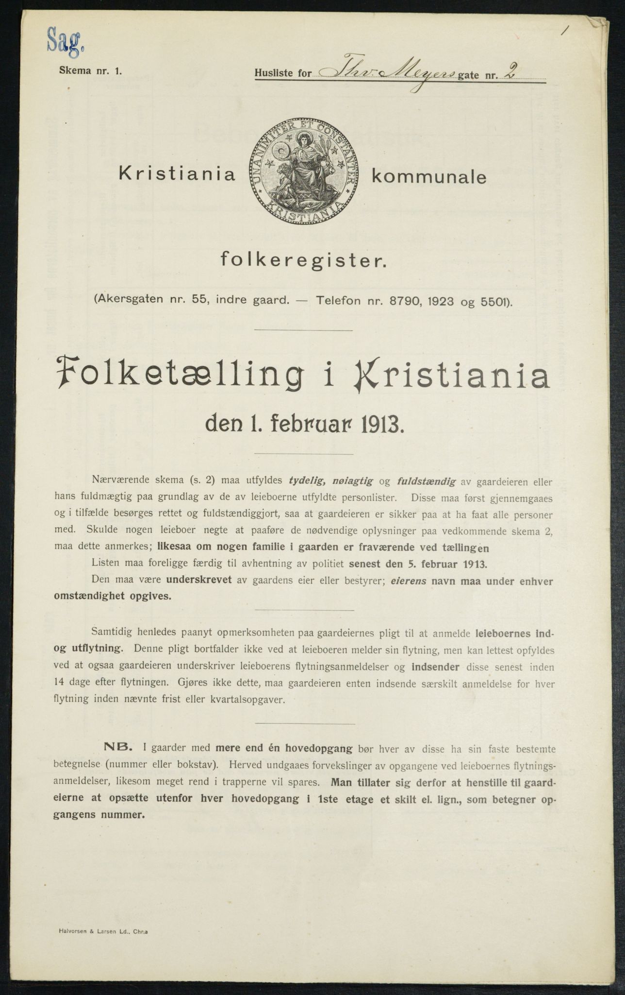 OBA, Municipal Census 1913 for Kristiania, 1913, p. 109541