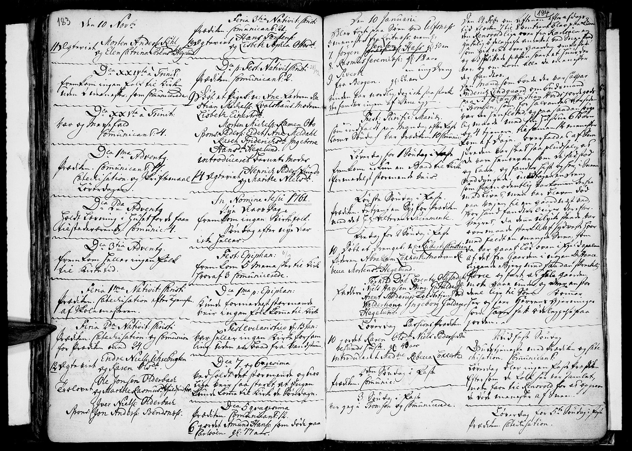Tromsø sokneprestkontor/stiftsprosti/domprosti, AV/SATØ-S-1343/G/Ga/L0001kirke: Parish register (official) no. 1, 1709-1771, p. 183-184