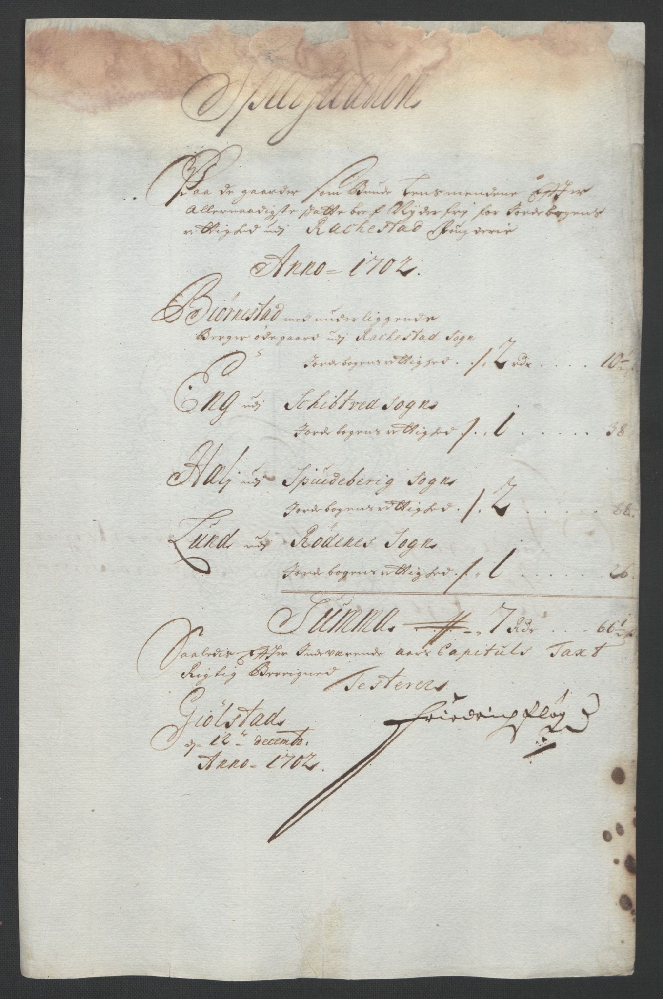 Rentekammeret inntil 1814, Reviderte regnskaper, Fogderegnskap, AV/RA-EA-4092/R07/L0294: Fogderegnskap Rakkestad, Heggen og Frøland, 1702, p. 326