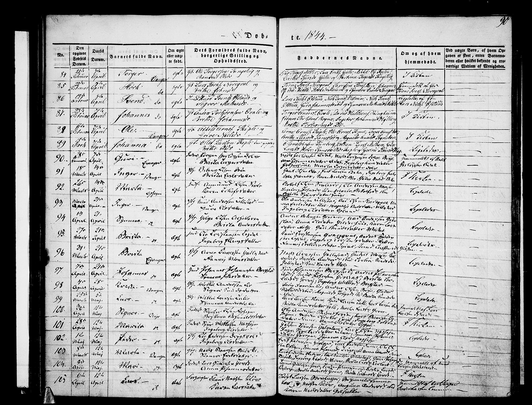 Voss sokneprestembete, SAB/A-79001/H/Haa: Parish register (official) no. A 13, 1836-1851, p. 90