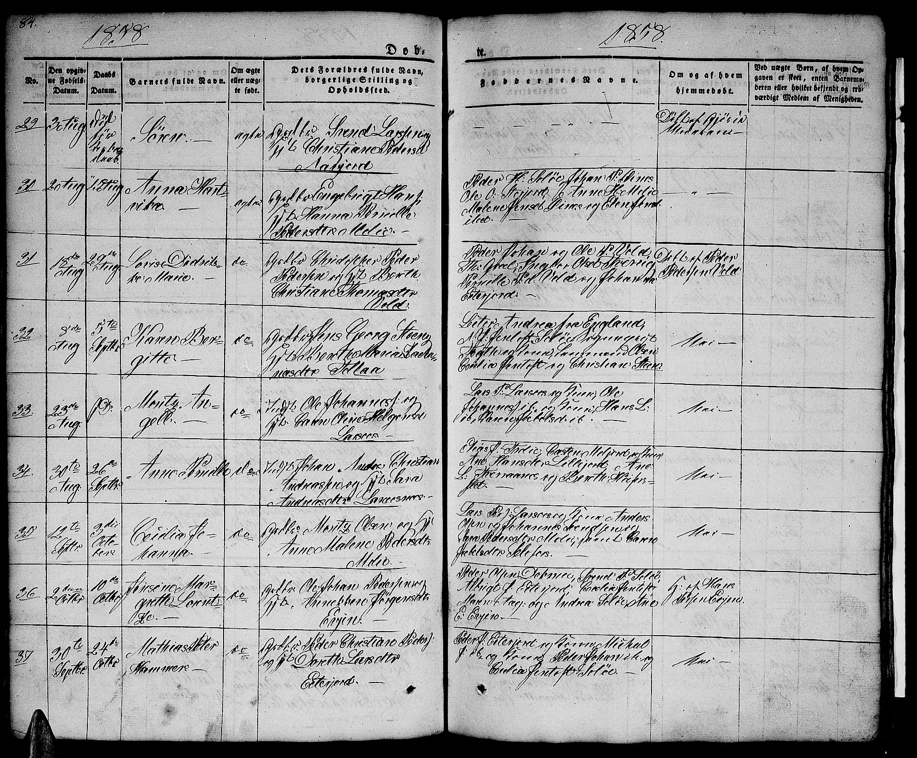 Ministerialprotokoller, klokkerbøker og fødselsregistre - Nordland, AV/SAT-A-1459/846/L0652: Parish register (copy) no. 846C02, 1841-1871, p. 84