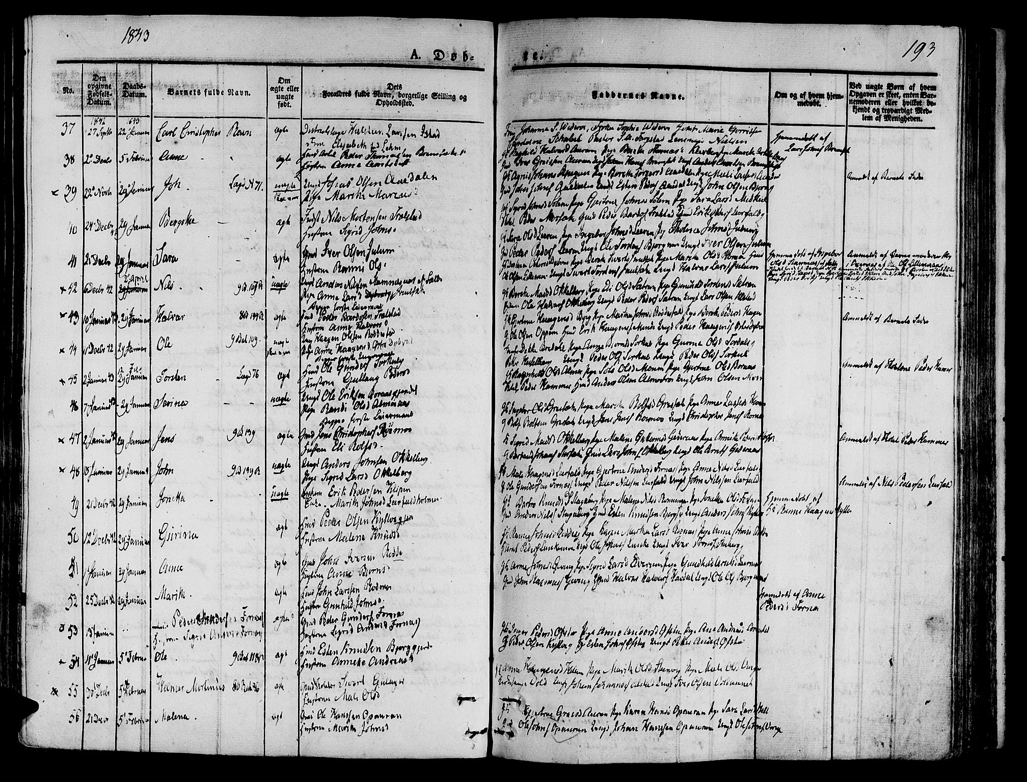 Ministerialprotokoller, klokkerbøker og fødselsregistre - Nord-Trøndelag, SAT/A-1458/709/L0071: Parish register (official) no. 709A11, 1833-1844, p. 193