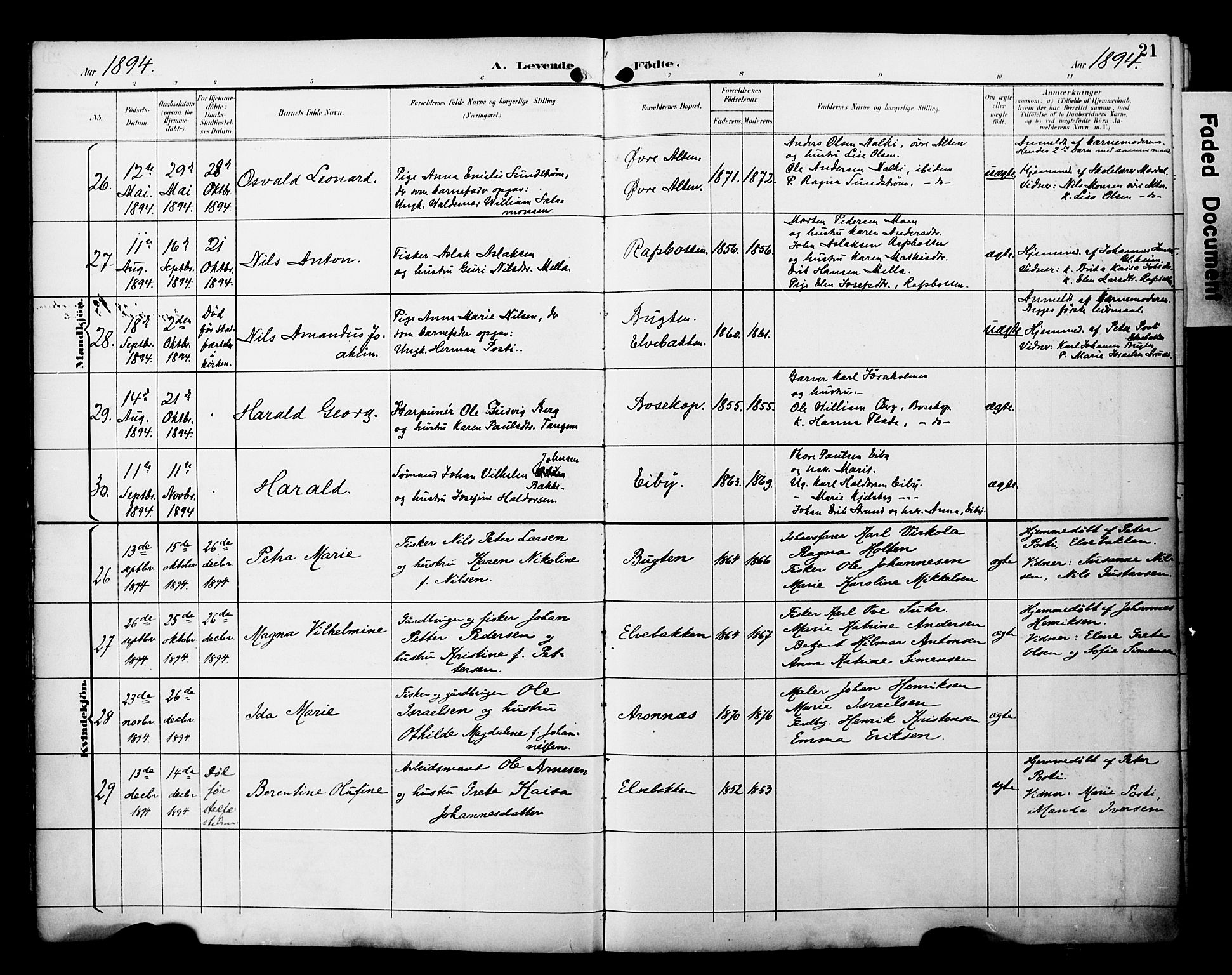 Alta sokneprestkontor, AV/SATØ-S-1338/H/Ha/L0003.kirke: Parish register (official) no. 3, 1892-1904, p. 21