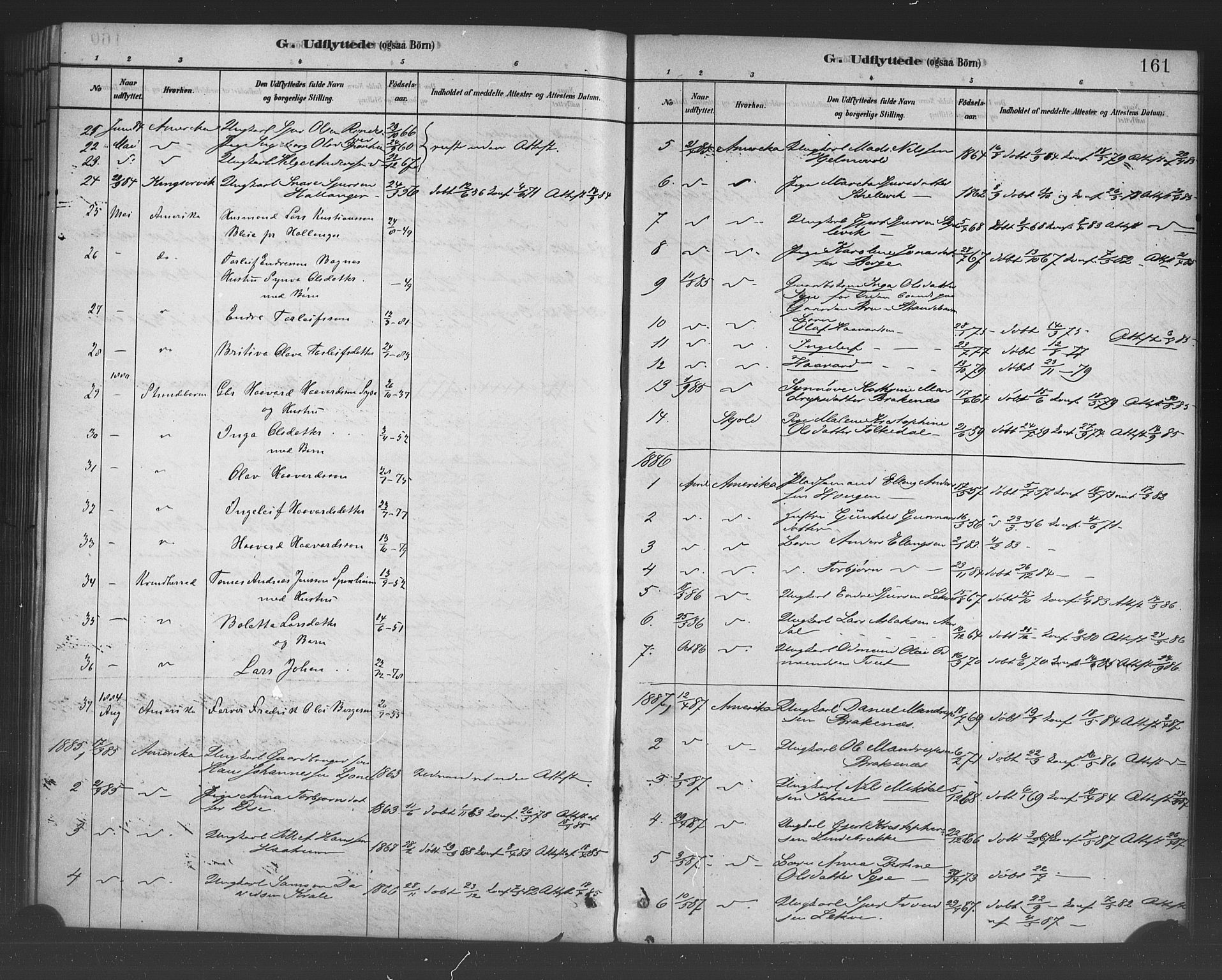 Ulvik sokneprestembete, SAB/A-78801/H/Haa: Parish register (official) no. B 1, 1878-1897, p. 161