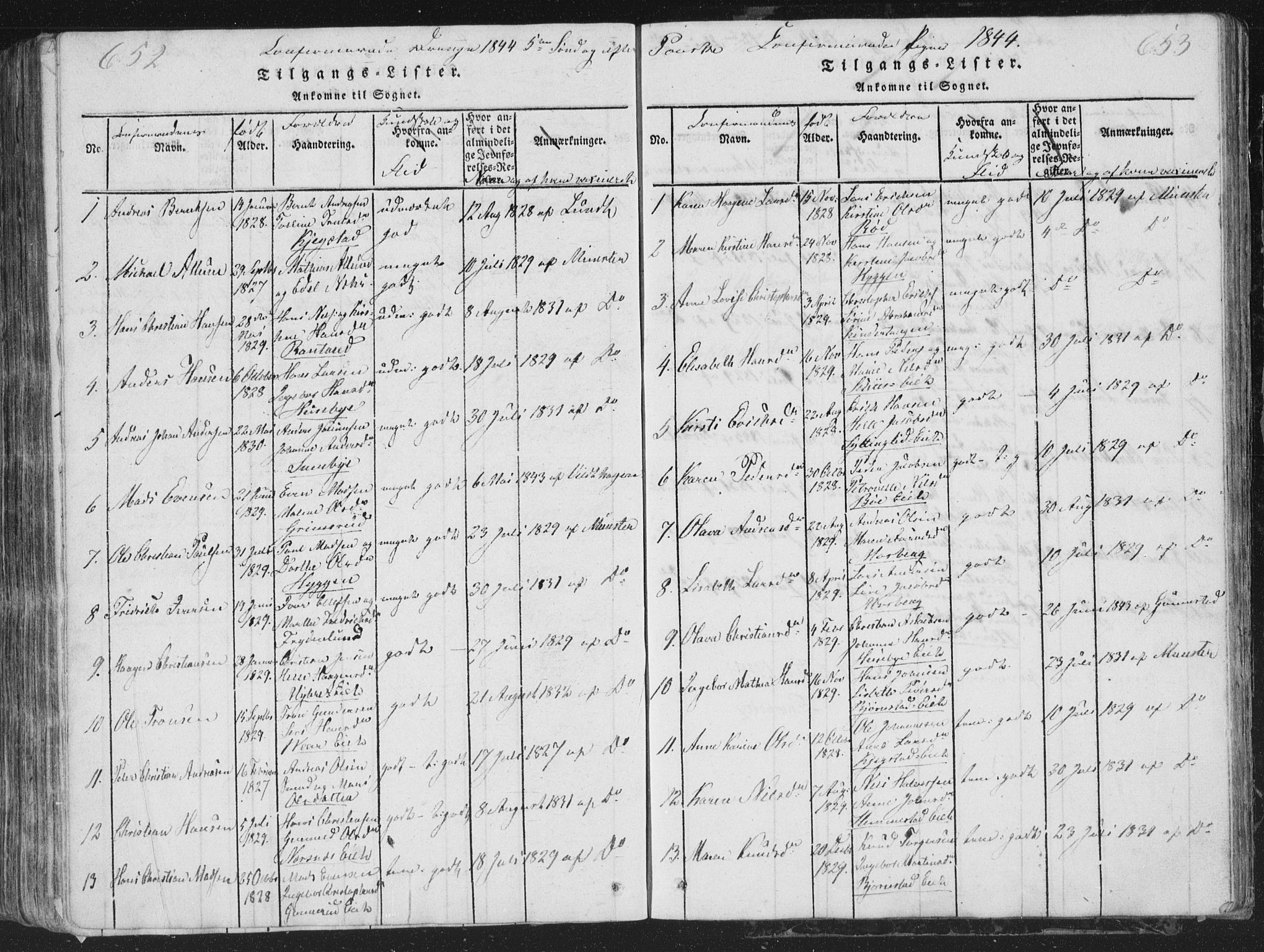 Røyken kirkebøker, SAKO/A-241/G/Ga/L0003: Parish register (copy) no. 3, 1814-1856, p. 652-653