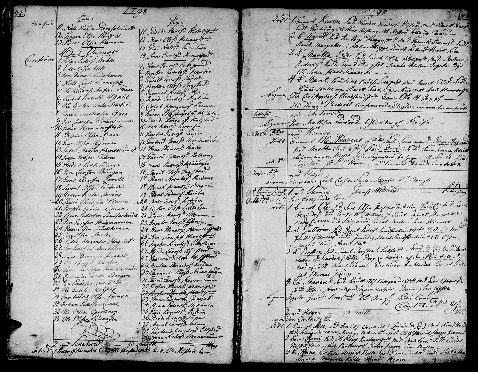 Ministerialprotokoller, klokkerbøker og fødselsregistre - Nord-Trøndelag, SAT/A-1458/709/L0060: Parish register (official) no. 709A07, 1797-1815, p. 42-43
