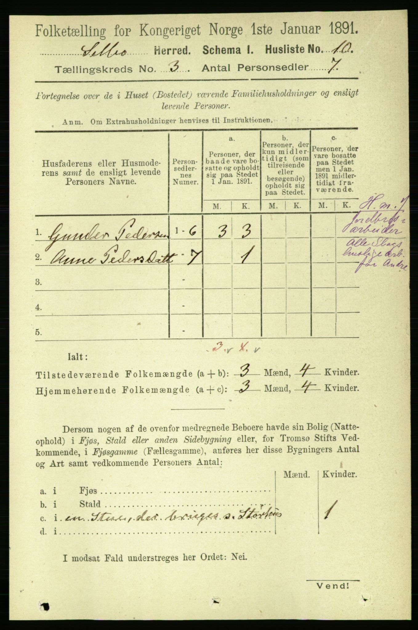 RA, 1891 census for 1664 Selbu, 1891, p. 585