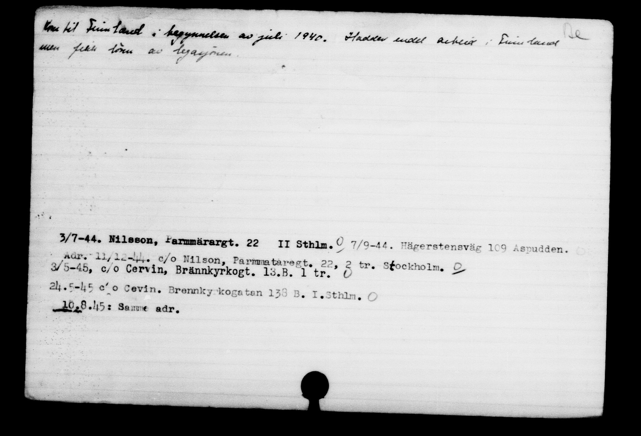Utenriksstasjonene, Legasjonen i Stockholm, Flyktningkontoret, AV/RA-S-6753/V/Va/L0002: Kjesäterkartoteket, flyktninger med registreringsnr. 1001-2000, 1940-1945, p. 637