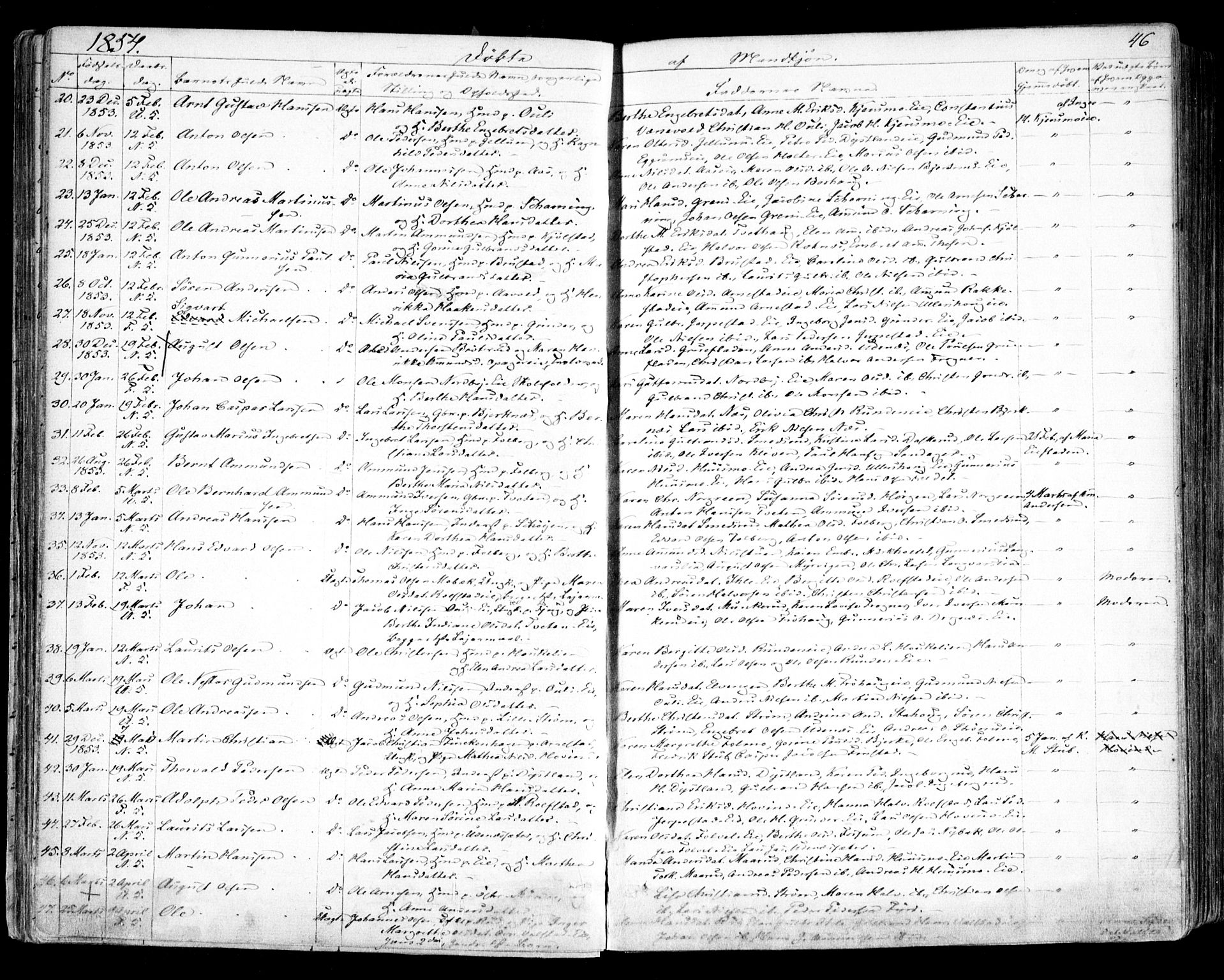 Nes prestekontor Kirkebøker, SAO/A-10410/F/Fa/L0007: Parish register (official) no. I 7, 1846-1858, p. 46