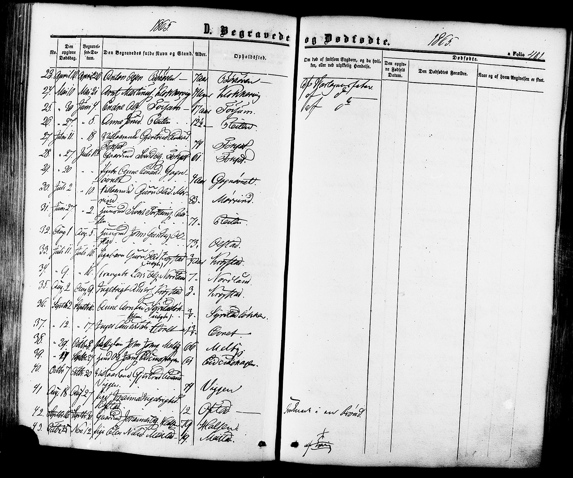 Ministerialprotokoller, klokkerbøker og fødselsregistre - Sør-Trøndelag, SAT/A-1456/665/L0772: Parish register (official) no. 665A07, 1856-1878, p. 401