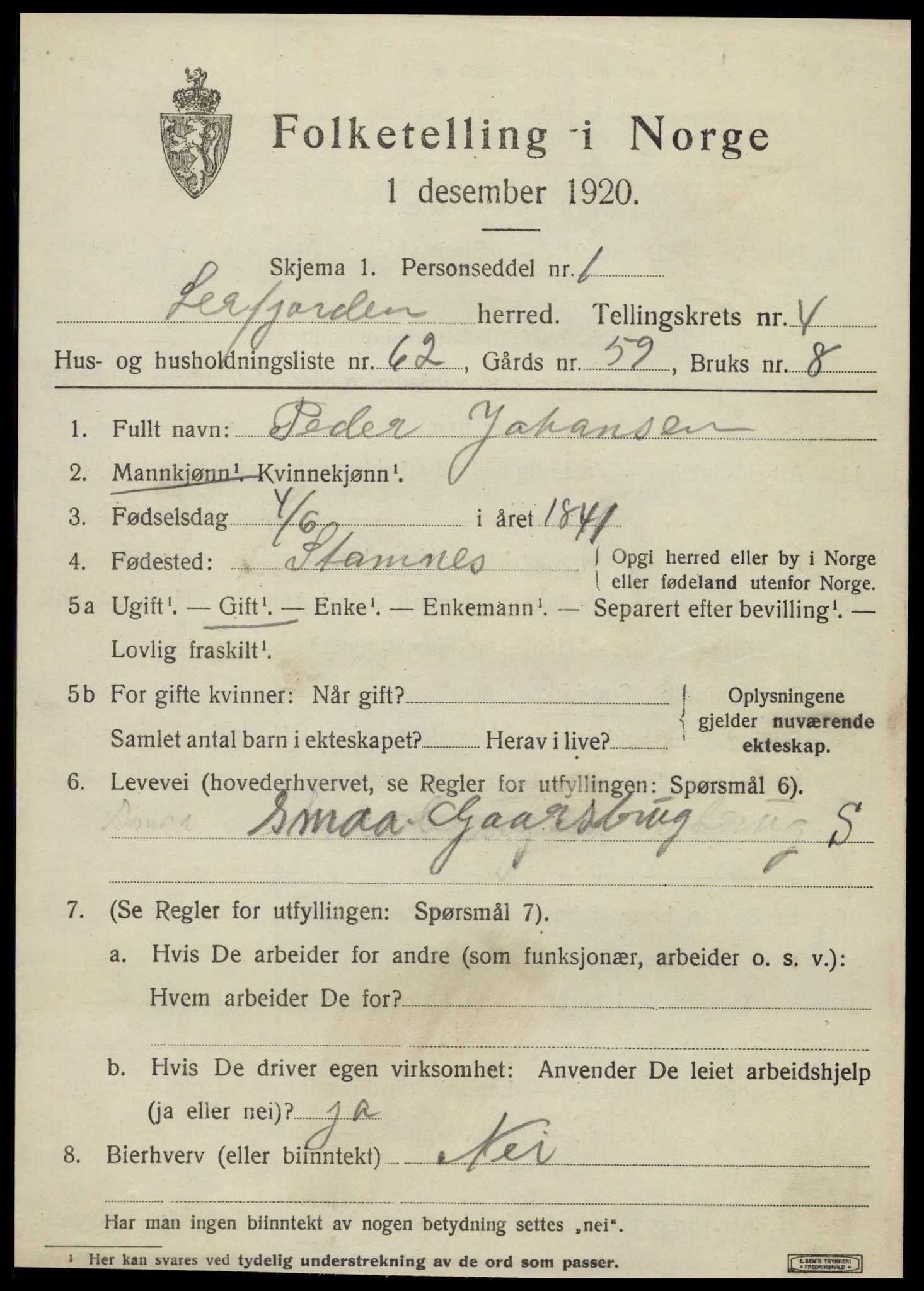 SAT, 1920 census for Leirfjord, 1920, p. 3285