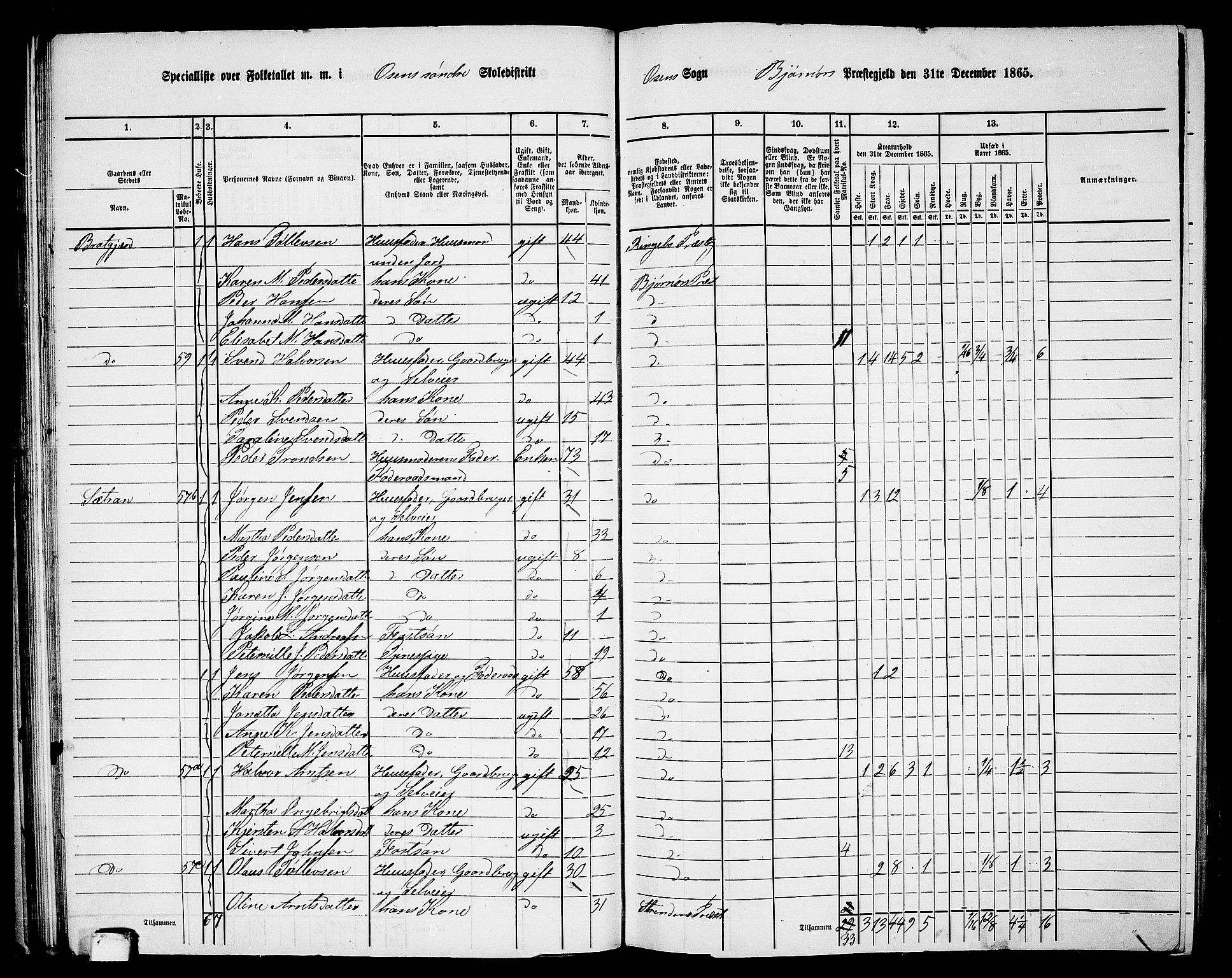 RA, 1865 census for Bjørnør, 1865, p. 52