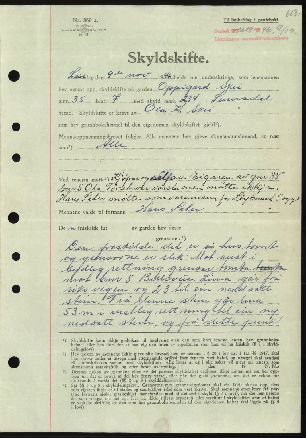 Nordmøre sorenskriveri, AV/SAT-A-4132/1/2/2Ca: Mortgage book no. A103, 1946-1947, Diary no: : 2629/1946