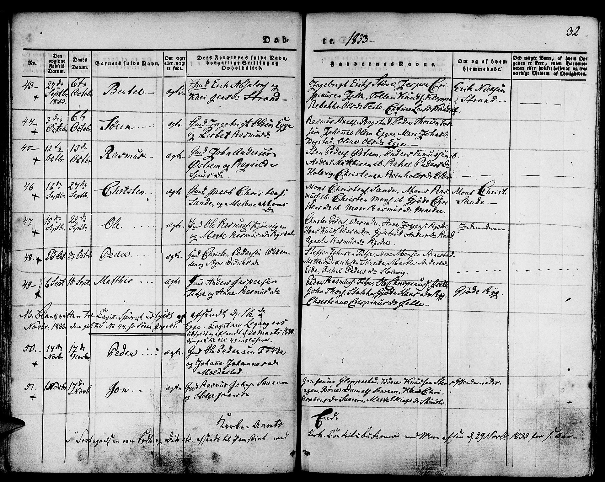 Gloppen sokneprestembete, AV/SAB-A-80101/H/Haa/Haaa/L0007: Parish register (official) no. A 7, 1827-1837, p. 32