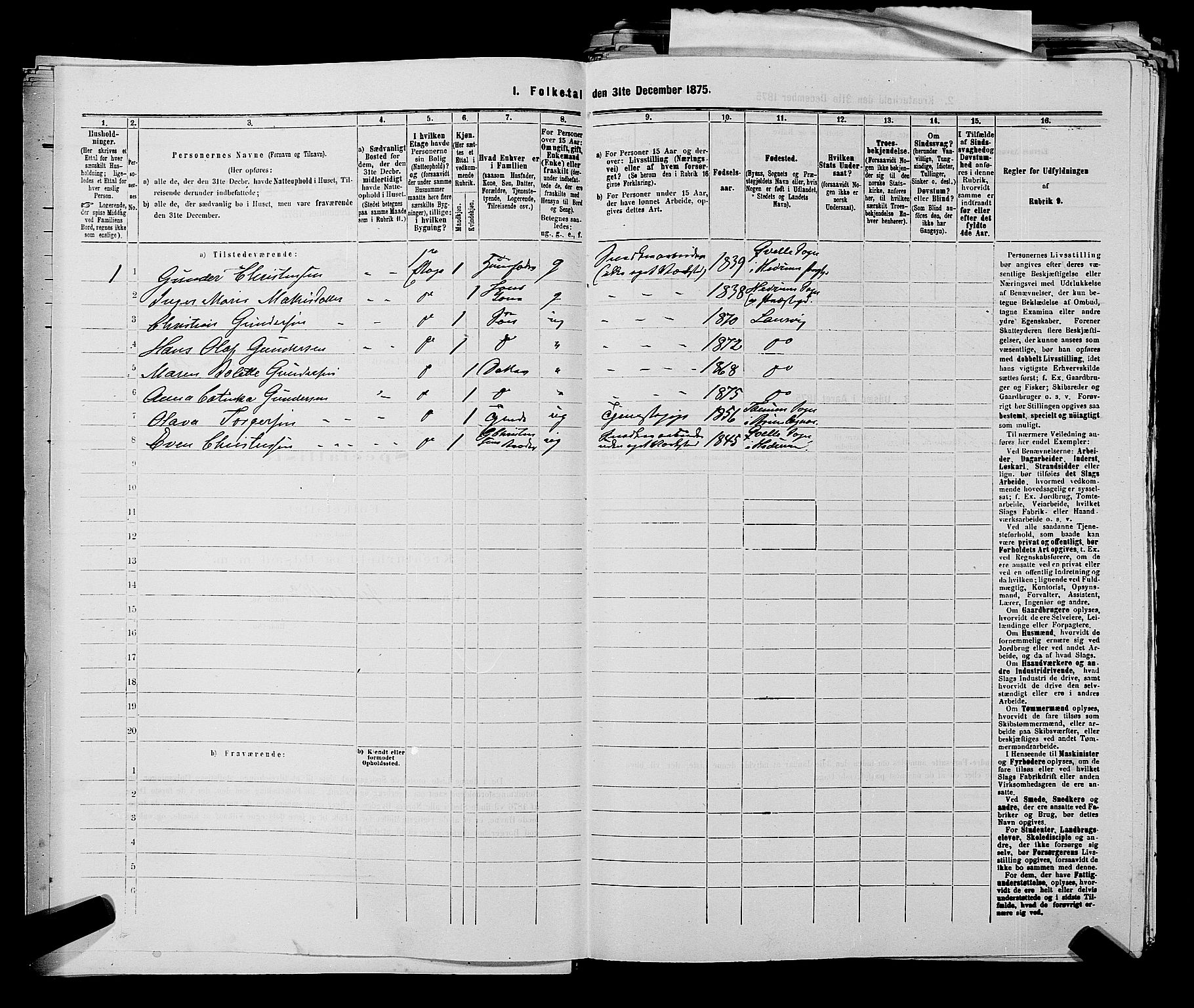 SAKO, 1875 census for 0707P Larvik, 1875, p. 280