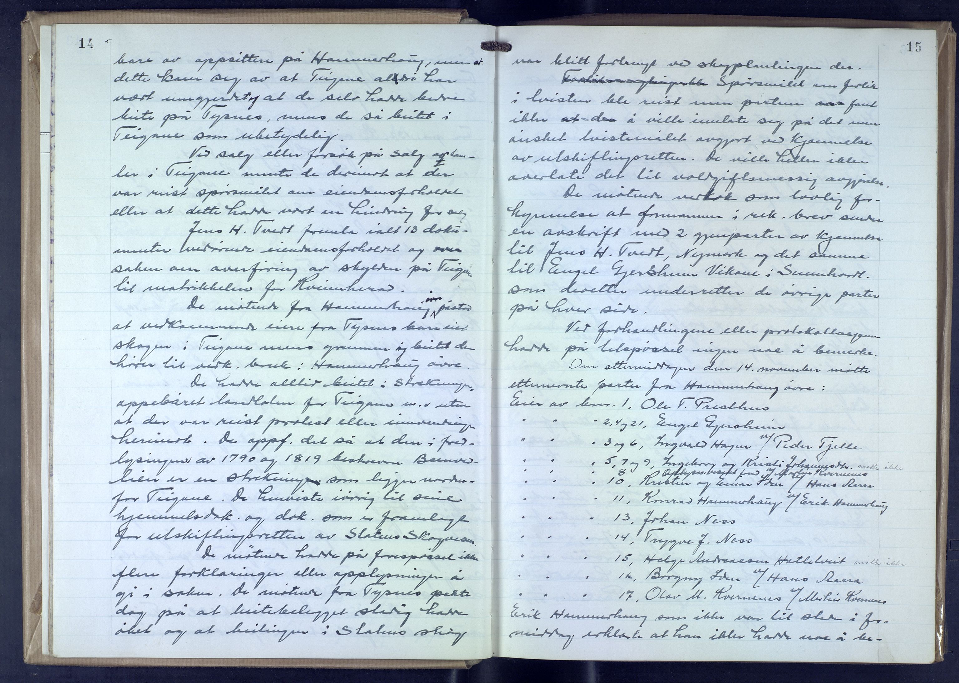 Hordaland jordskiftedøme - VII Indre Sunnhordland jordskiftedistrikt, AV/SAB-A-7401/A/Aa/L0025: Forhandlingsprotokoll, 1946-1952, p. 14-15