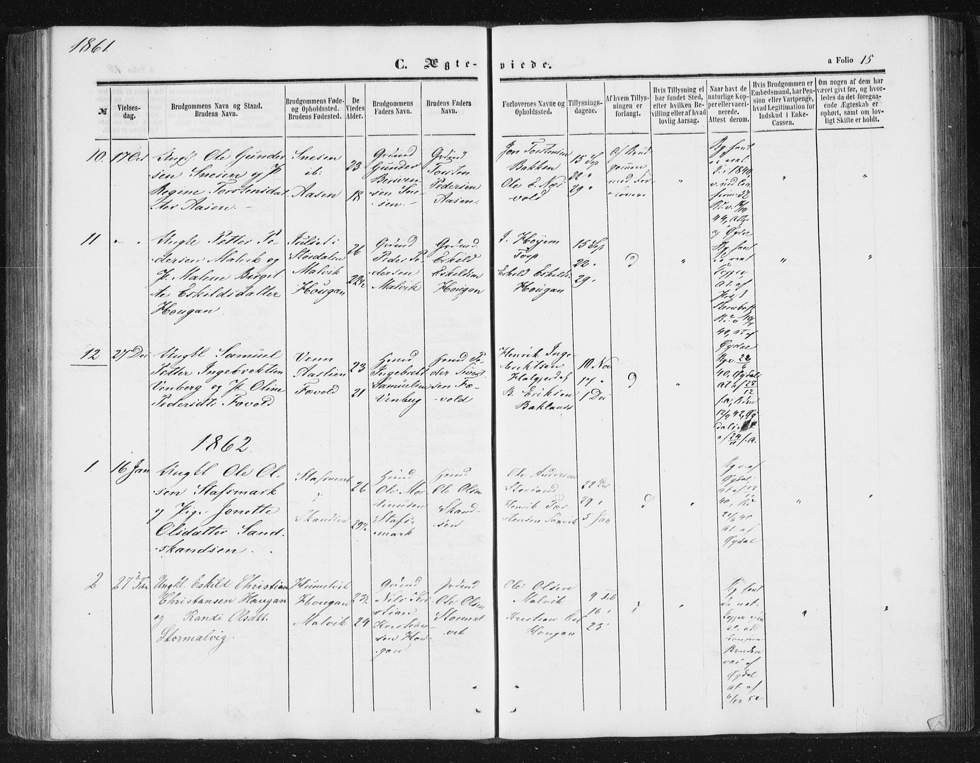 Ministerialprotokoller, klokkerbøker og fødselsregistre - Sør-Trøndelag, SAT/A-1456/616/L0408: Parish register (official) no. 616A05, 1857-1865, p. 15