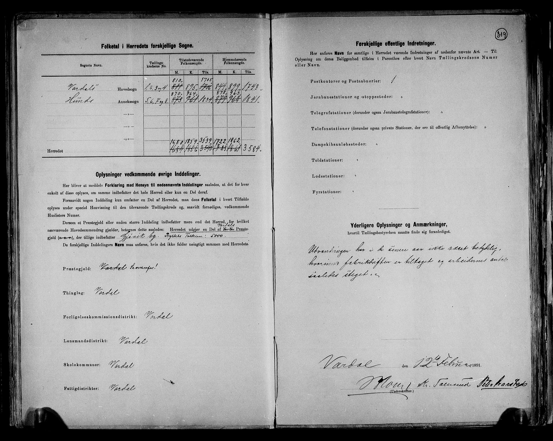 RA, 1891 census for 0527 Vardal, 1891, p. 3