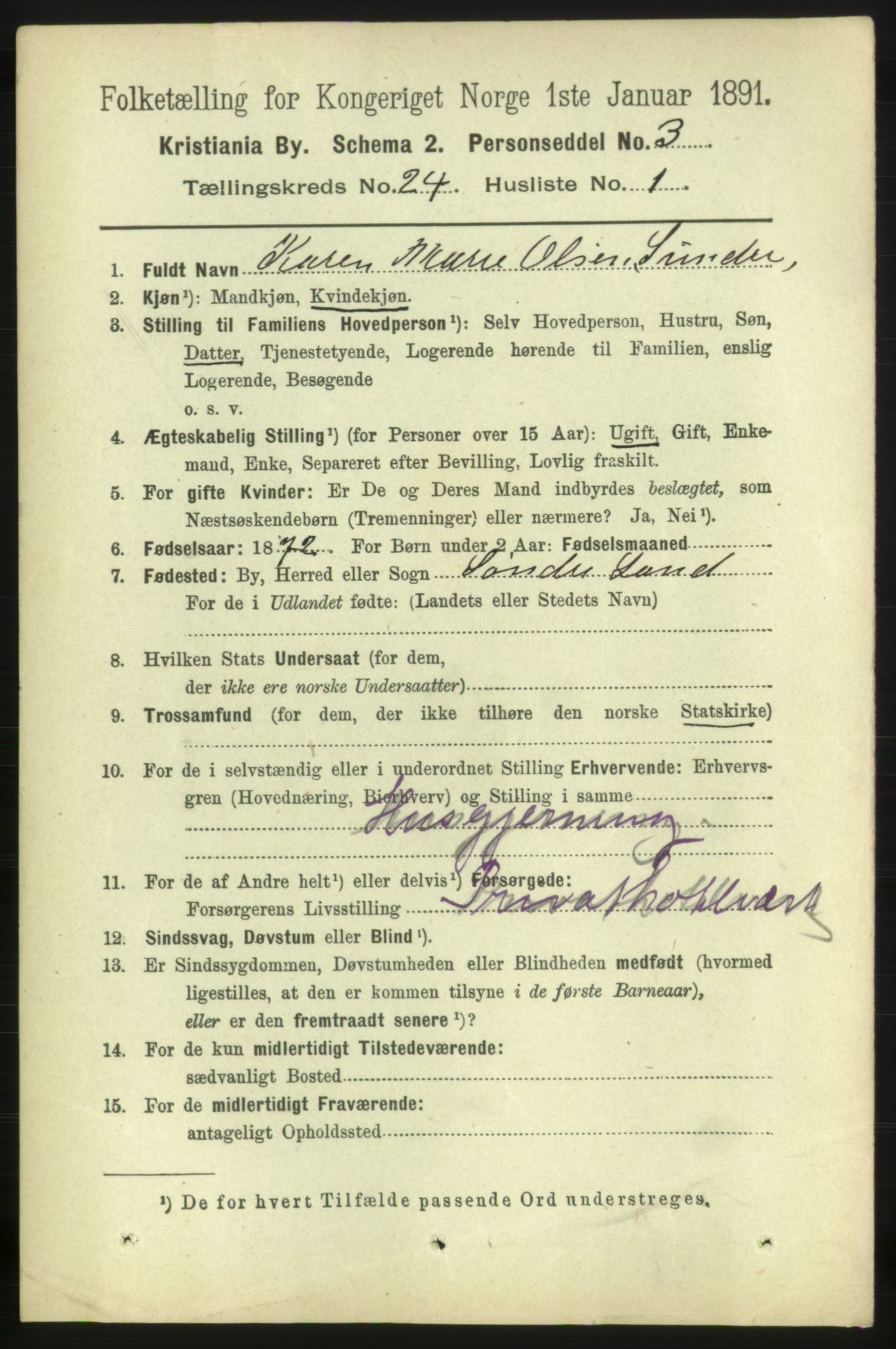 RA, 1891 census for 0301 Kristiania, 1891, p. 11601