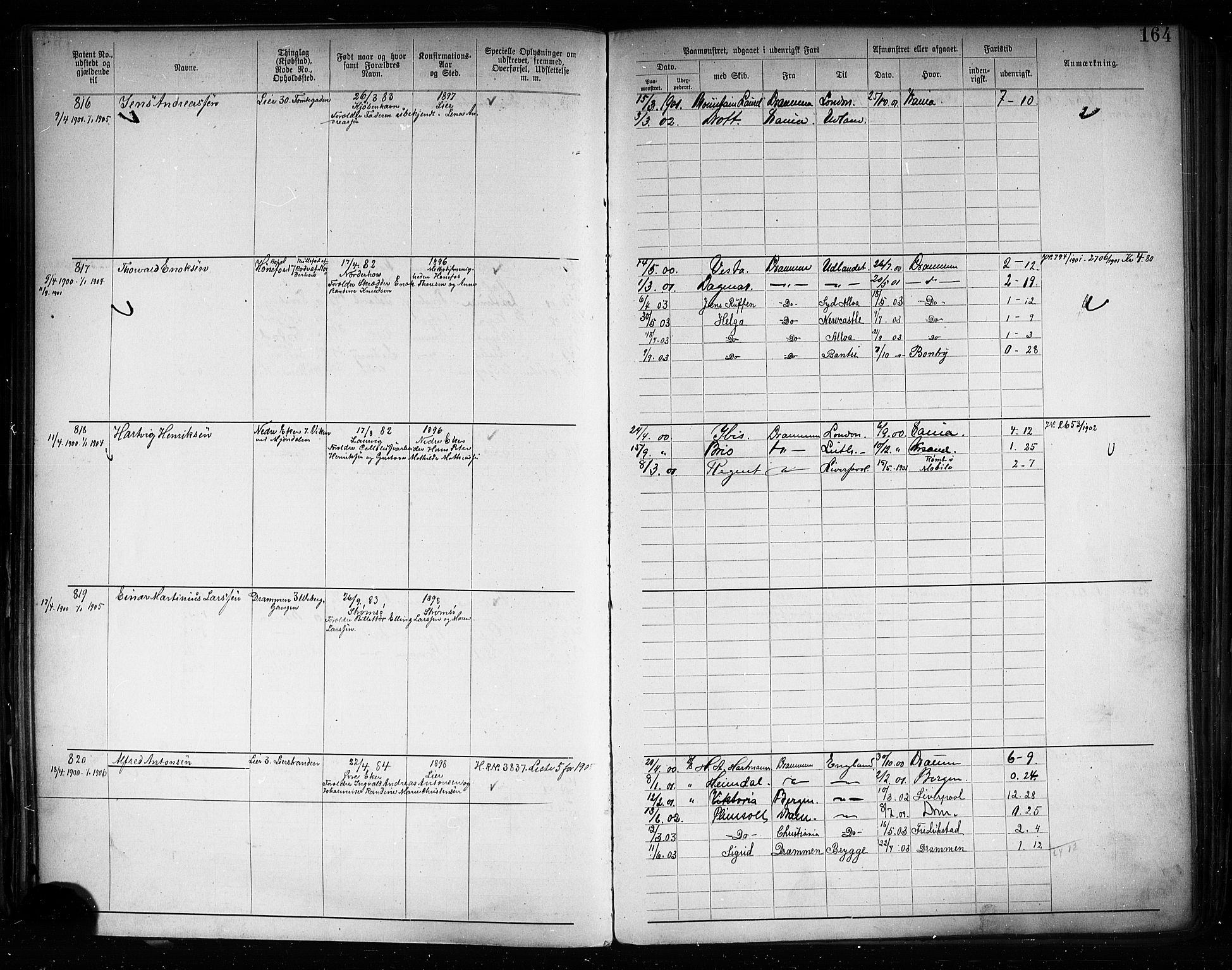 Drammen innrulleringsdistrikt, AV/SAKO-A-781/F/Fb/L0005: Annotasjonsrulle, 1894-1905, p. 167