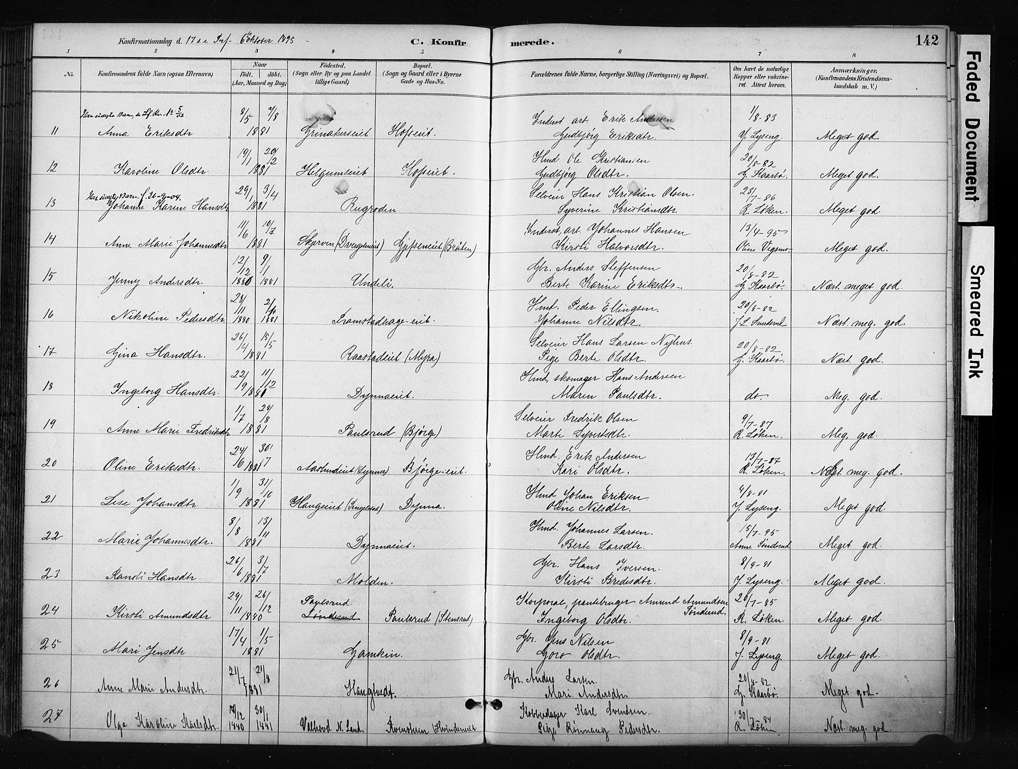 Gran prestekontor, AV/SAH-PREST-112/H/Ha/Haa/L0017: Parish register (official) no. 17, 1889-1897, p. 142