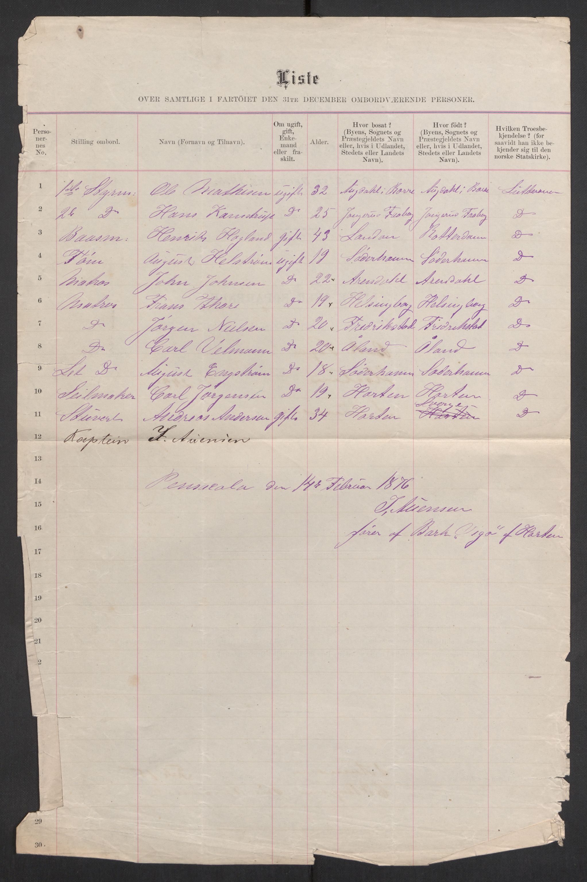 RA, 1875 census, lists of crew on ships: Ships in ports abroad, 1875, p. 343