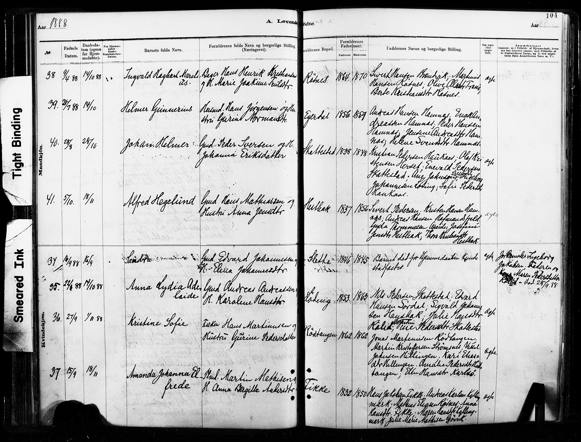 Ministerialprotokoller, klokkerbøker og fødselsregistre - Nordland, AV/SAT-A-1459/859/L0846: Parish register (official) no. 859A06, 1878-1889, p. 104