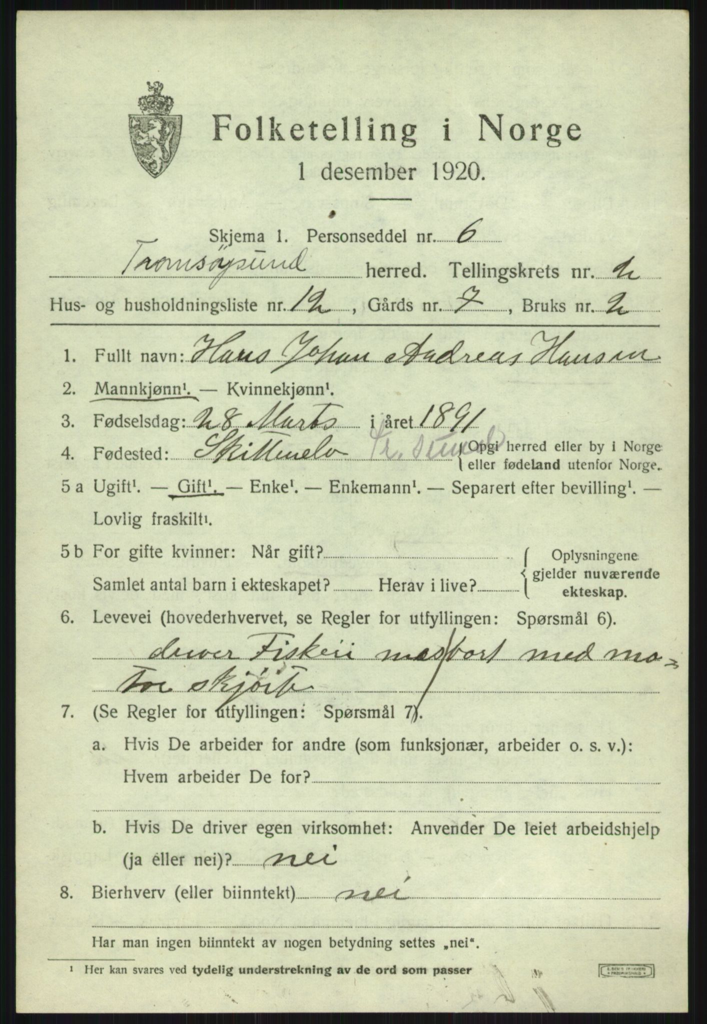 SATØ, 1920 census for Tromsøysund, 1920, p. 2532