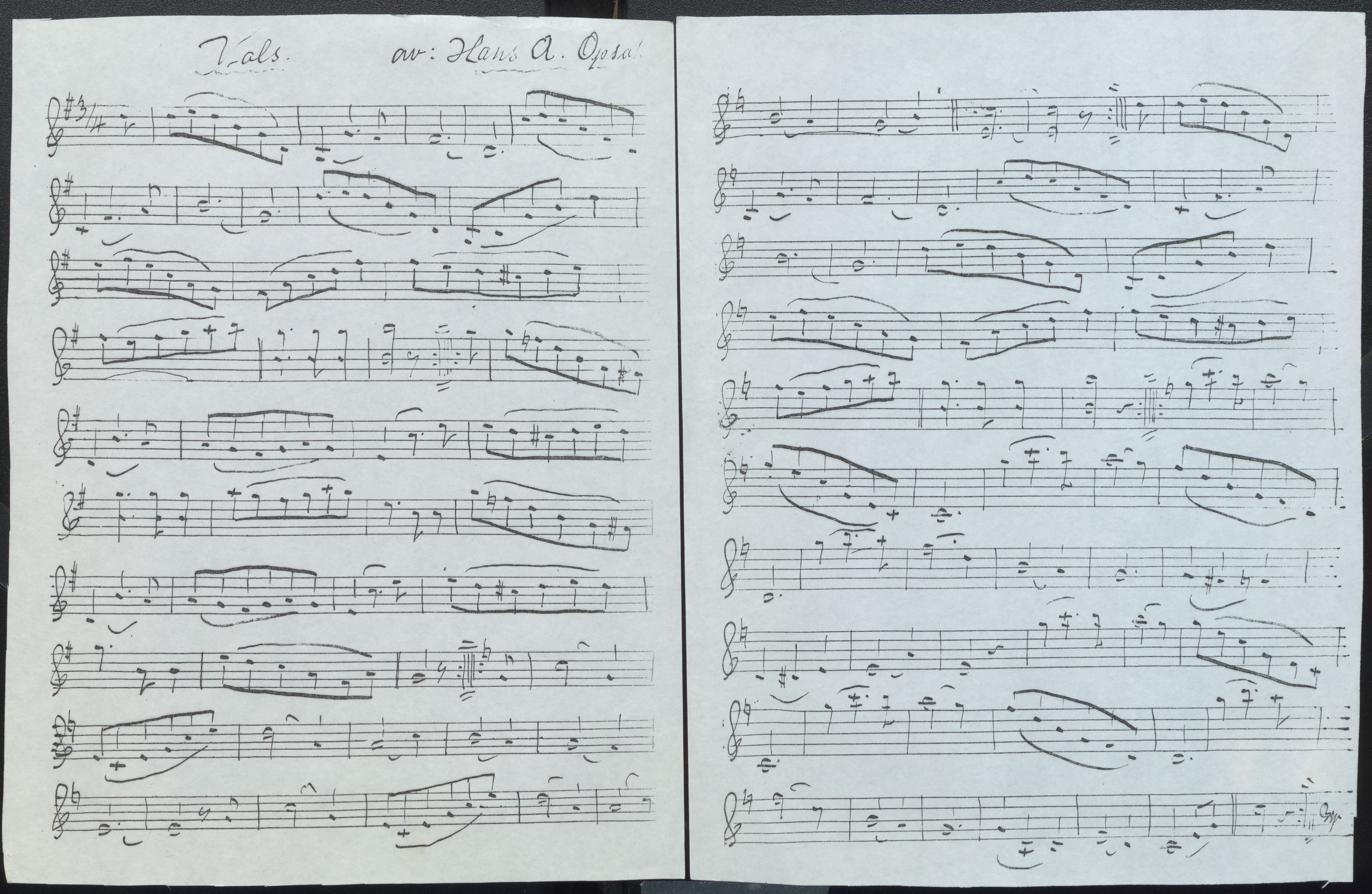 Sa 42 - Storgårds- og folkemusikk fra Klokkergården (Lardal bygdetun), VEMU/A-2514/F/L0001/0006: Originale håndskrevne, trykte og kopierte noter og notebøker, hefter, brev m.m. / Noter etter Hans Andreassen Opsahl, Lardal, 1820-1920