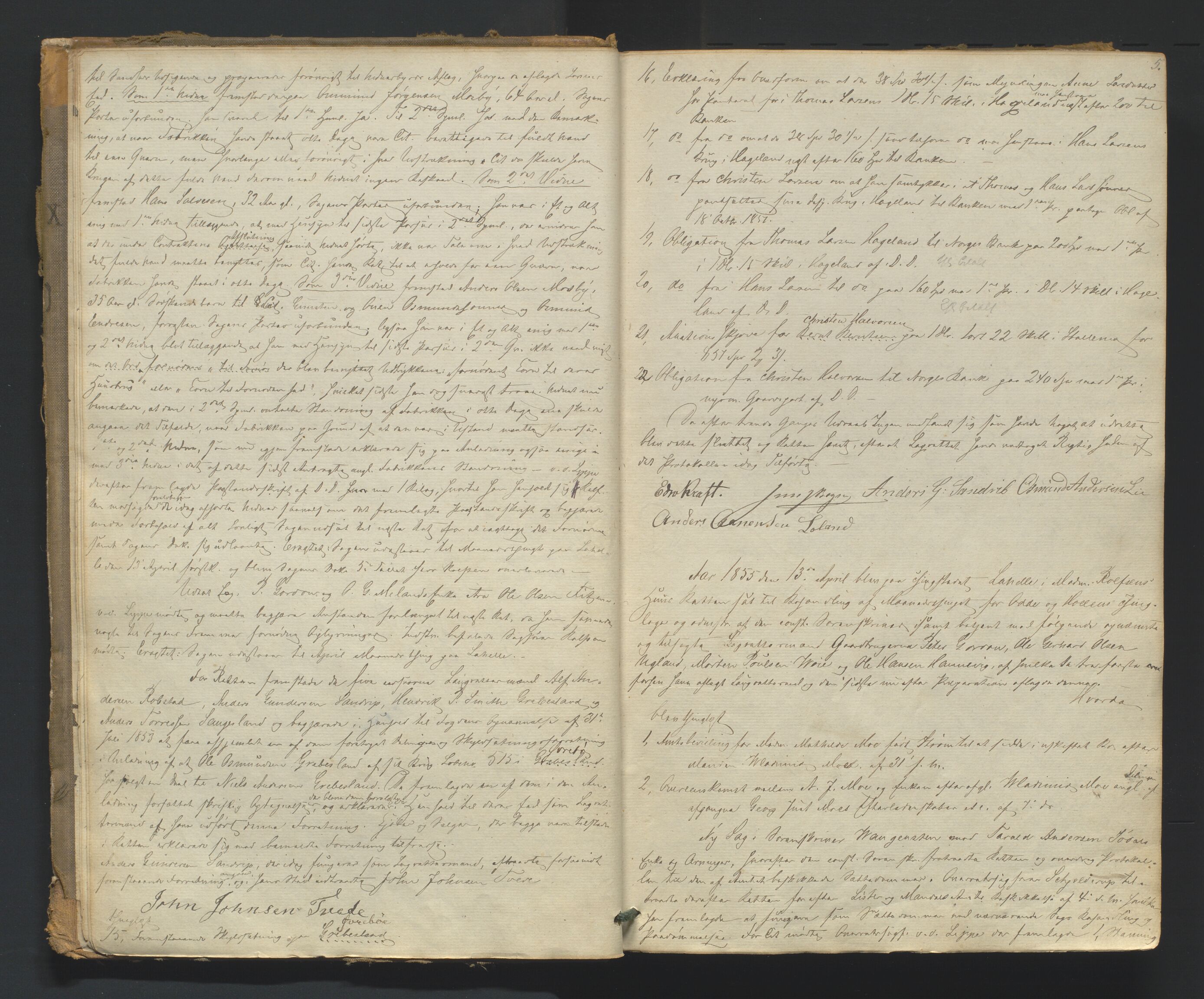 Torridal sorenskriveri, AV/SAK-1221-0012/F/Fa/L0001: Tingbok nr. 1, 1855-1864, p. 4b-5a