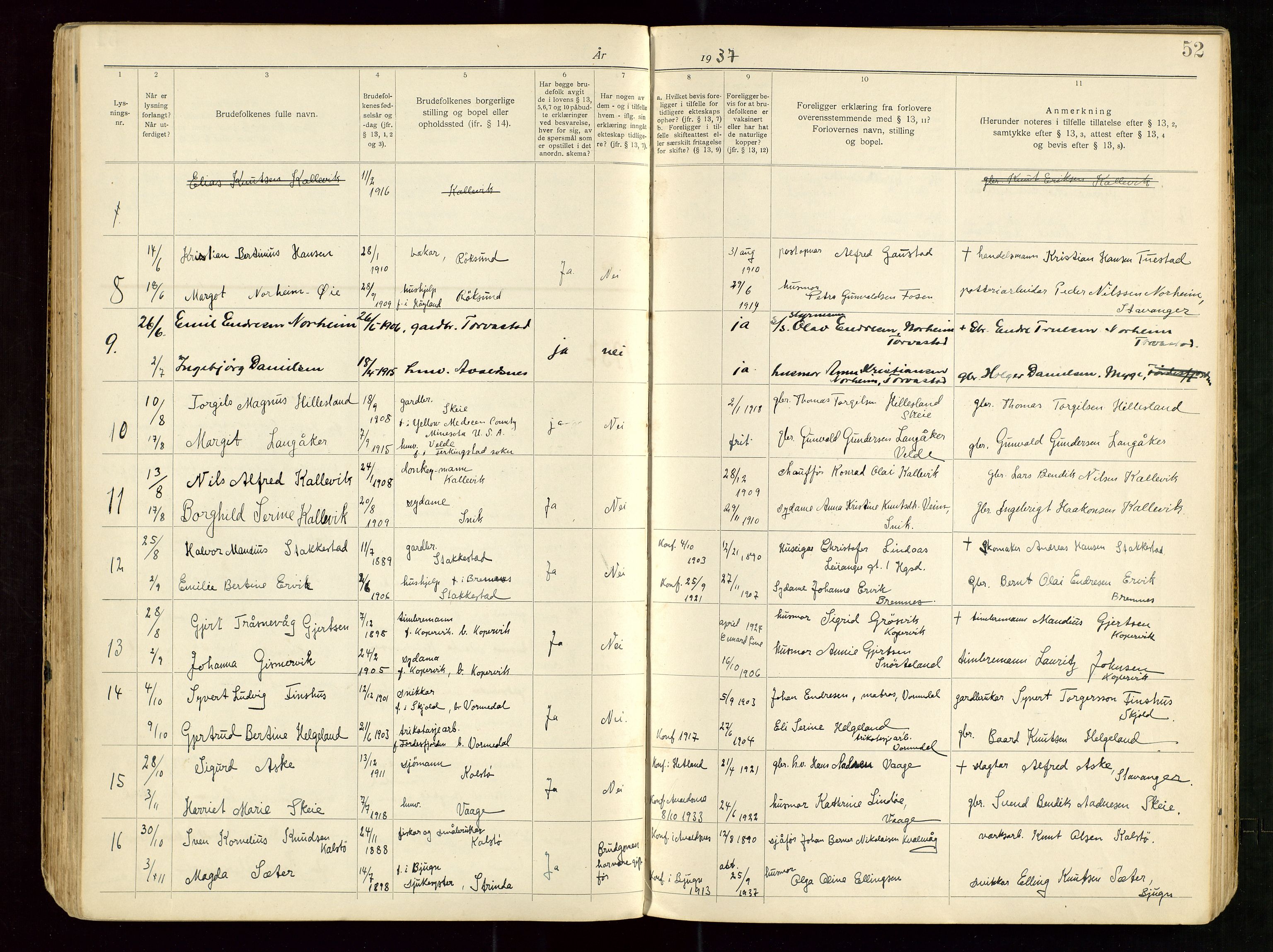 Banns register no. 5, 1919-1952, p. 52