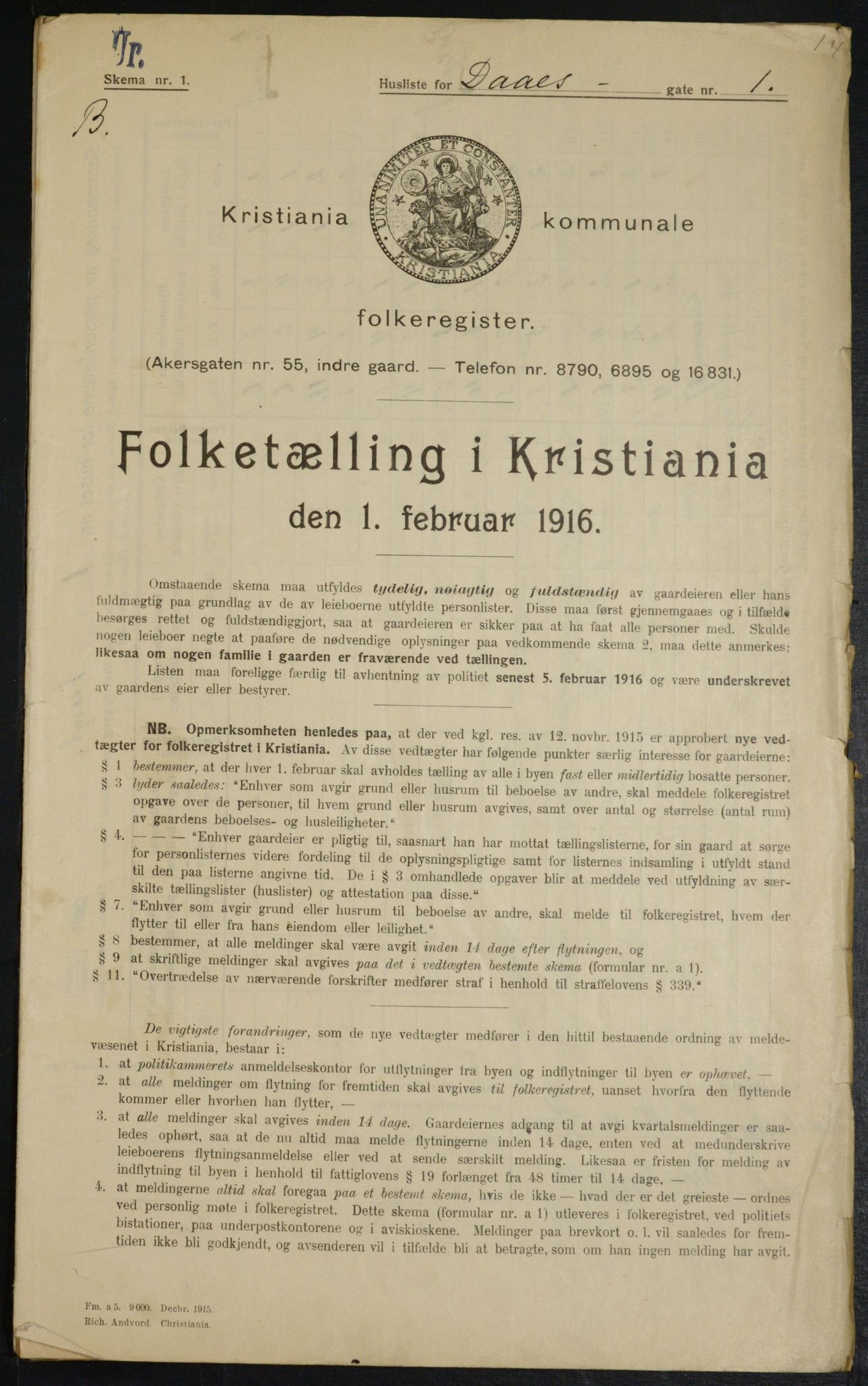 OBA, Municipal Census 1916 for Kristiania, 1916, p. 18014