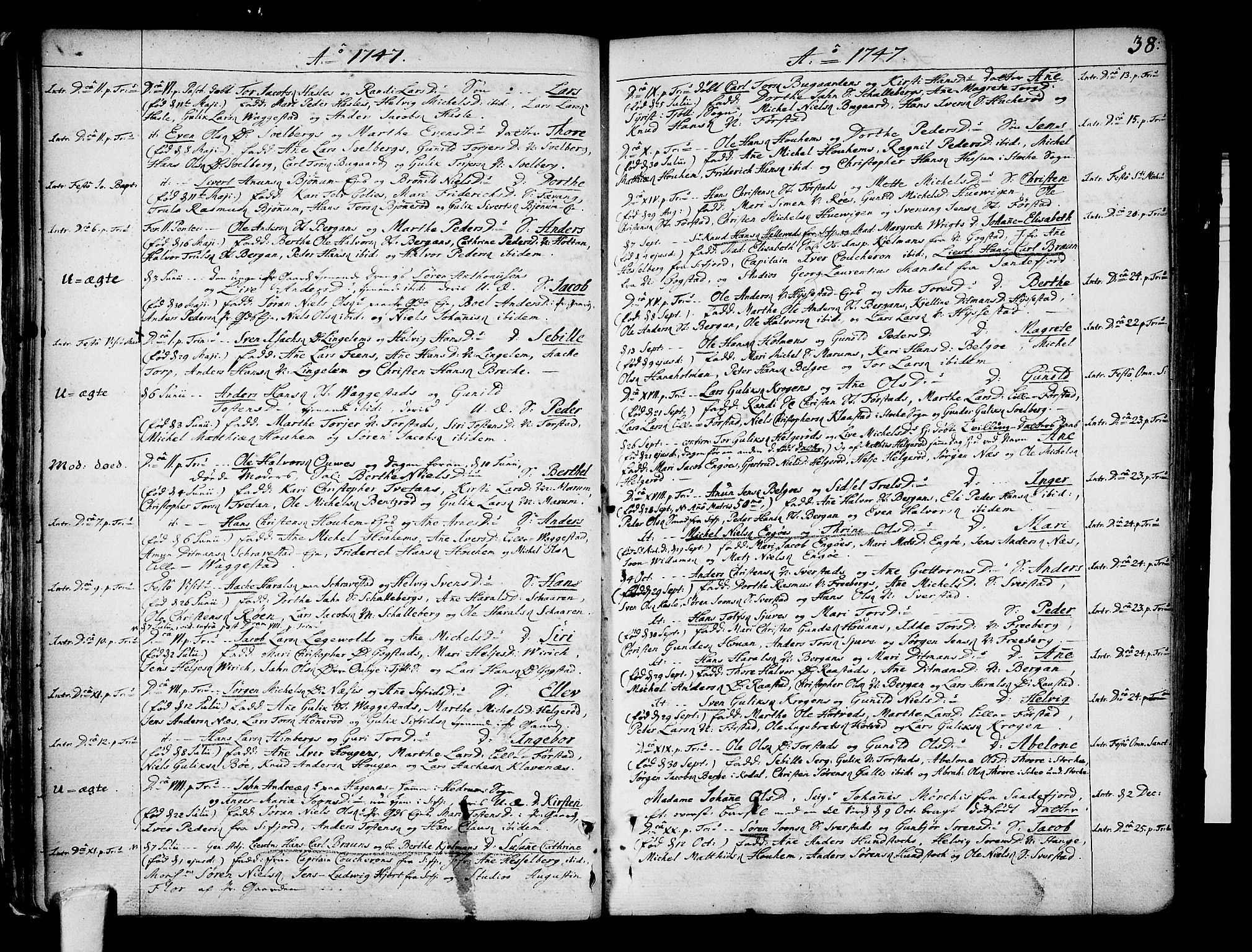 Sandar kirkebøker, SAKO/A-243/F/Fa/L0002: Parish register (official) no. 2, 1733-1788, p. 38