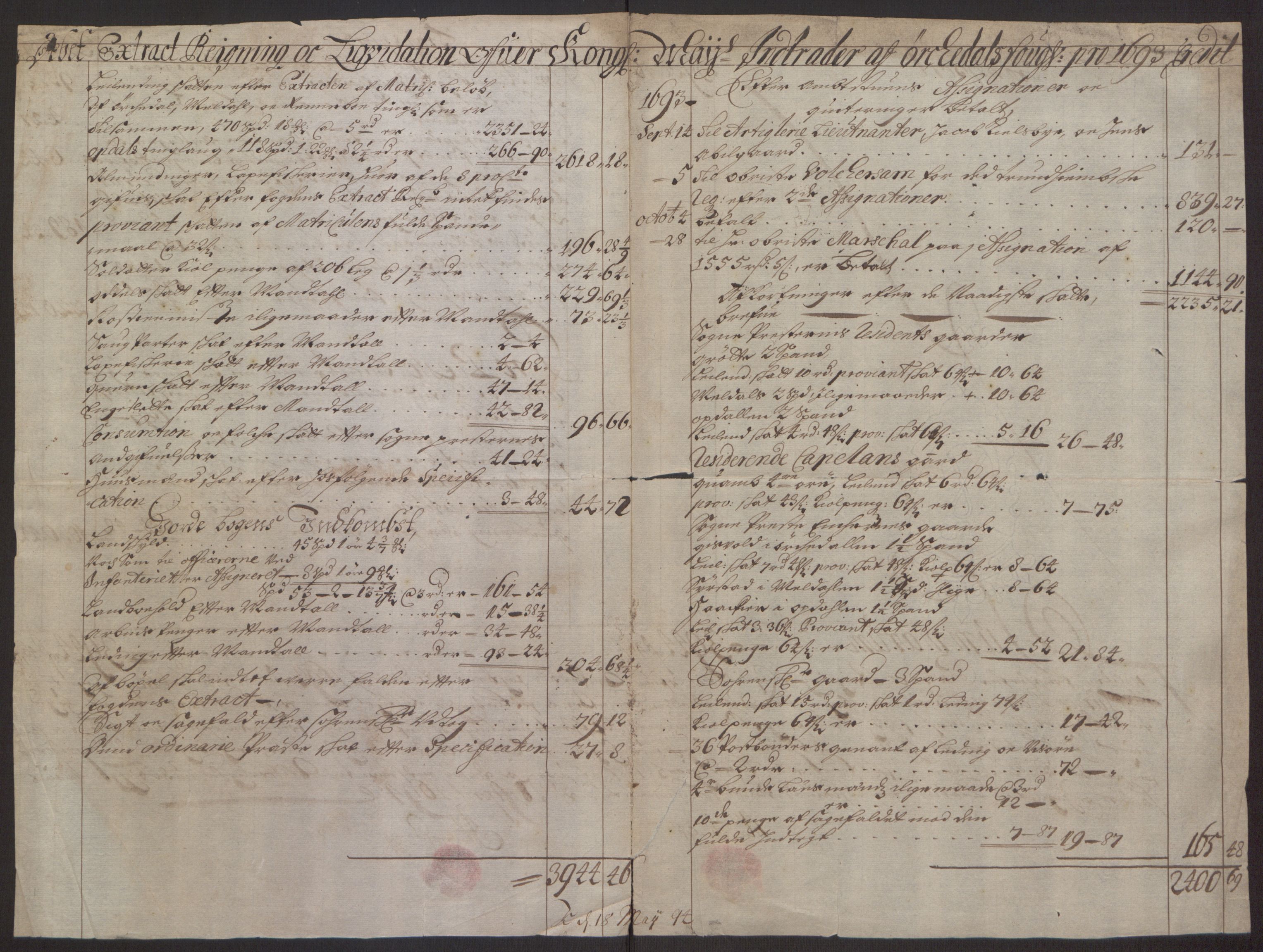 Rentekammeret inntil 1814, Reviderte regnskaper, Fogderegnskap, RA/EA-4092/R60/L3944: Fogderegnskap Orkdal og Gauldal, 1694, p. 5