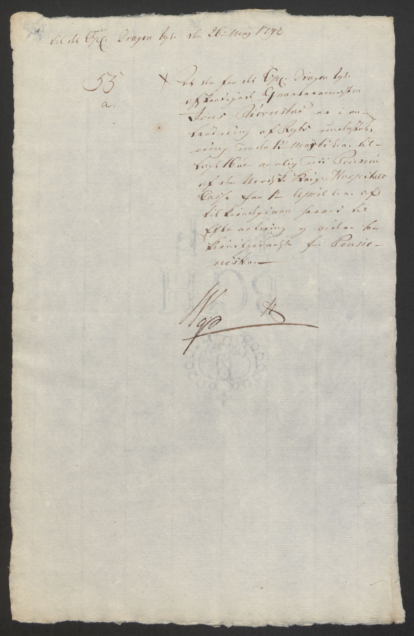 Forsvaret, Den norske kvesthuskasse/krigshospitalkasse, AV/RA-RAFA-1887/F/Fa/L0008: Konsepter, 1790-1793, p. 828
