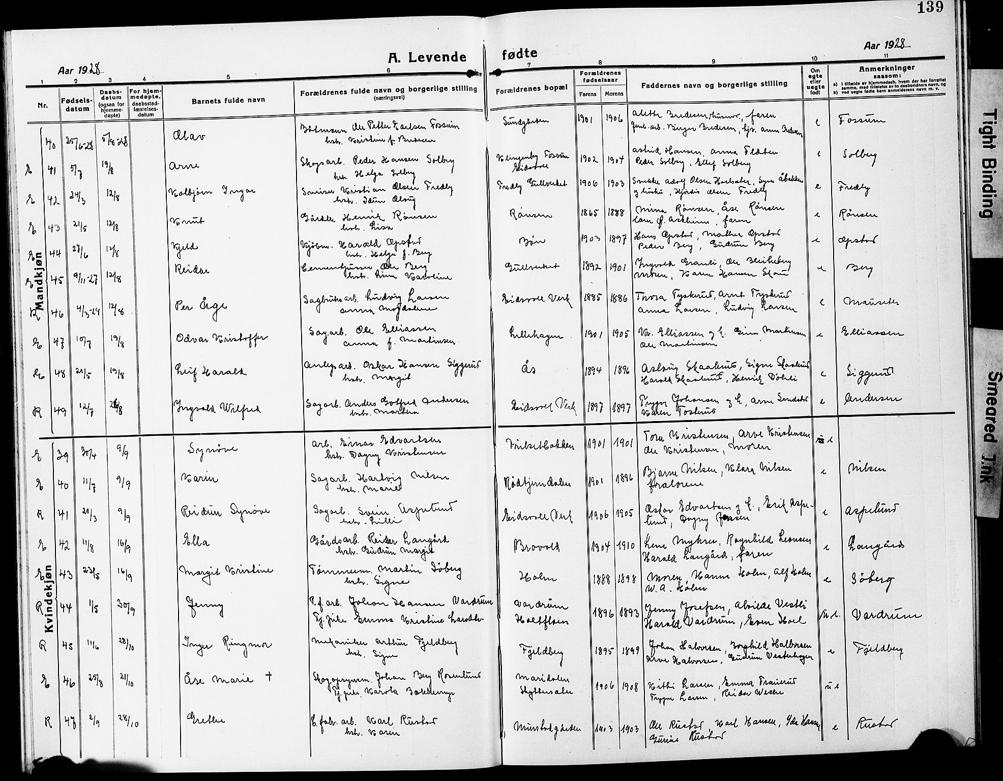 Eidsvoll prestekontor Kirkebøker, AV/SAO-A-10888/G/Ga/L0010: Parish register (copy) no. I 10, 1919-1929, p. 139