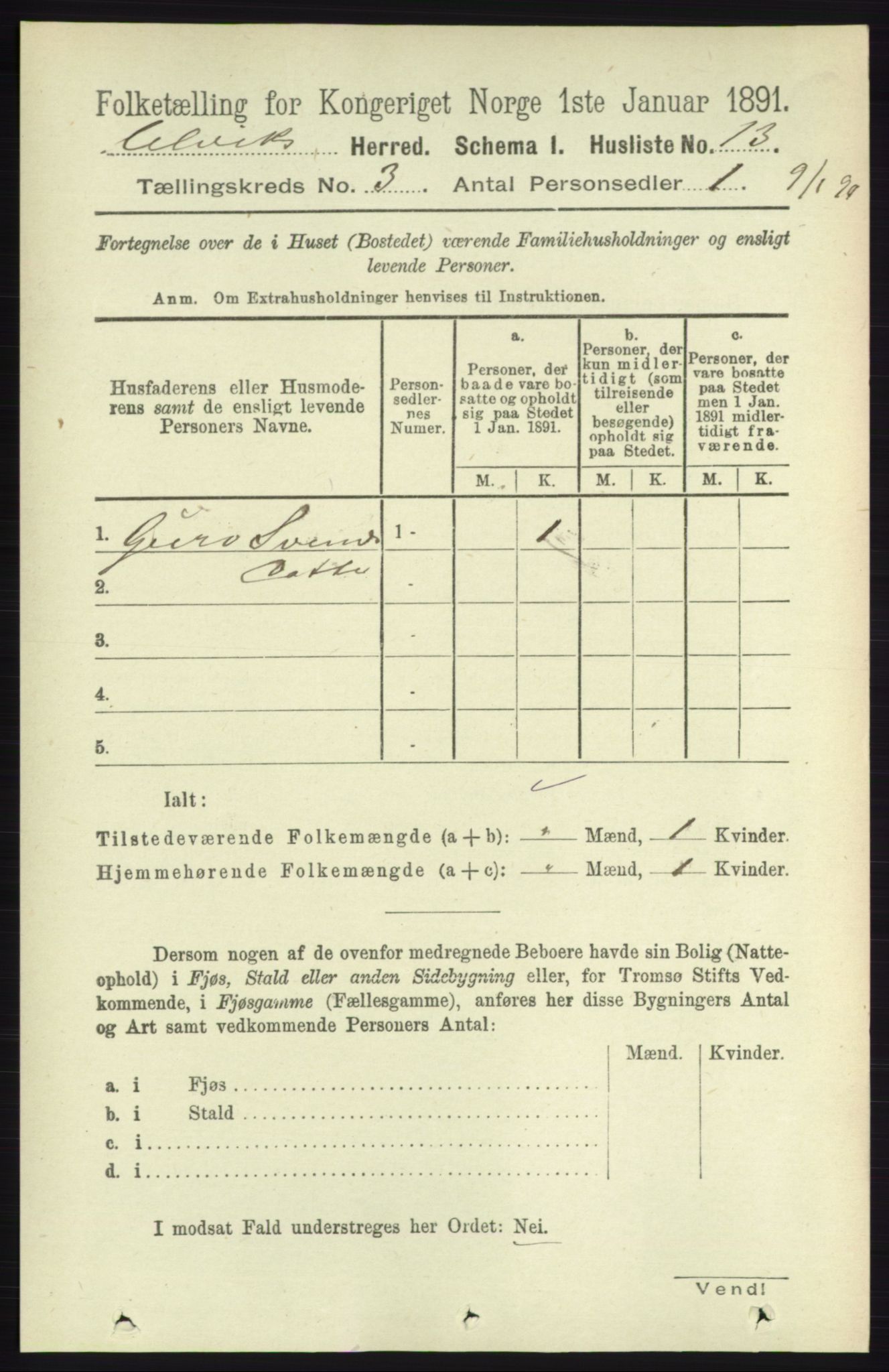 RA, 1891 census for 1233 Ulvik, 1891, p. 329