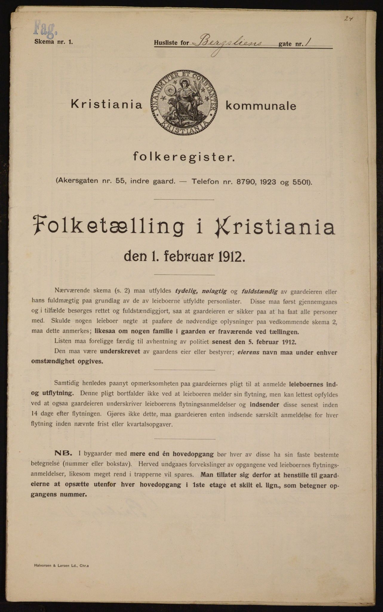 OBA, Municipal Census 1912 for Kristiania, 1912, p. 4004