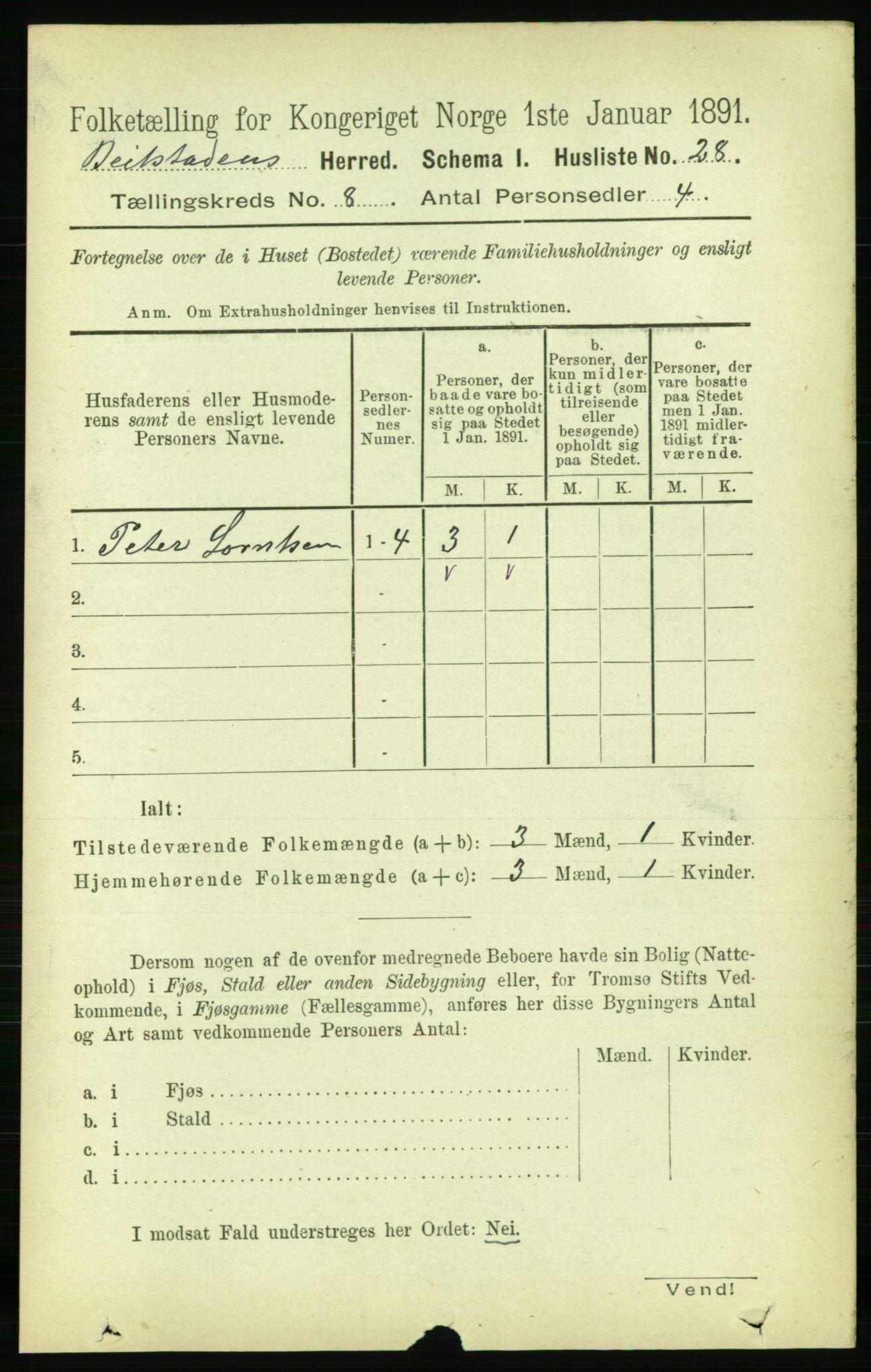 RA, 1891 census for 1727 Beitstad, 1891, p. 2149